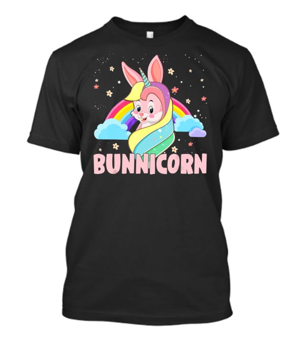 Bunnicorn Rainbow Unicorn Easter Clouds Stars T-Shirt