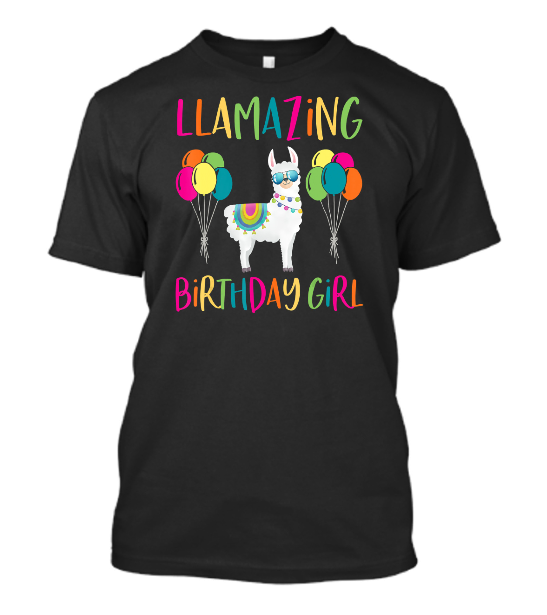 Llamazing Birthday Girl Llama Party With Balloons T-Shirt