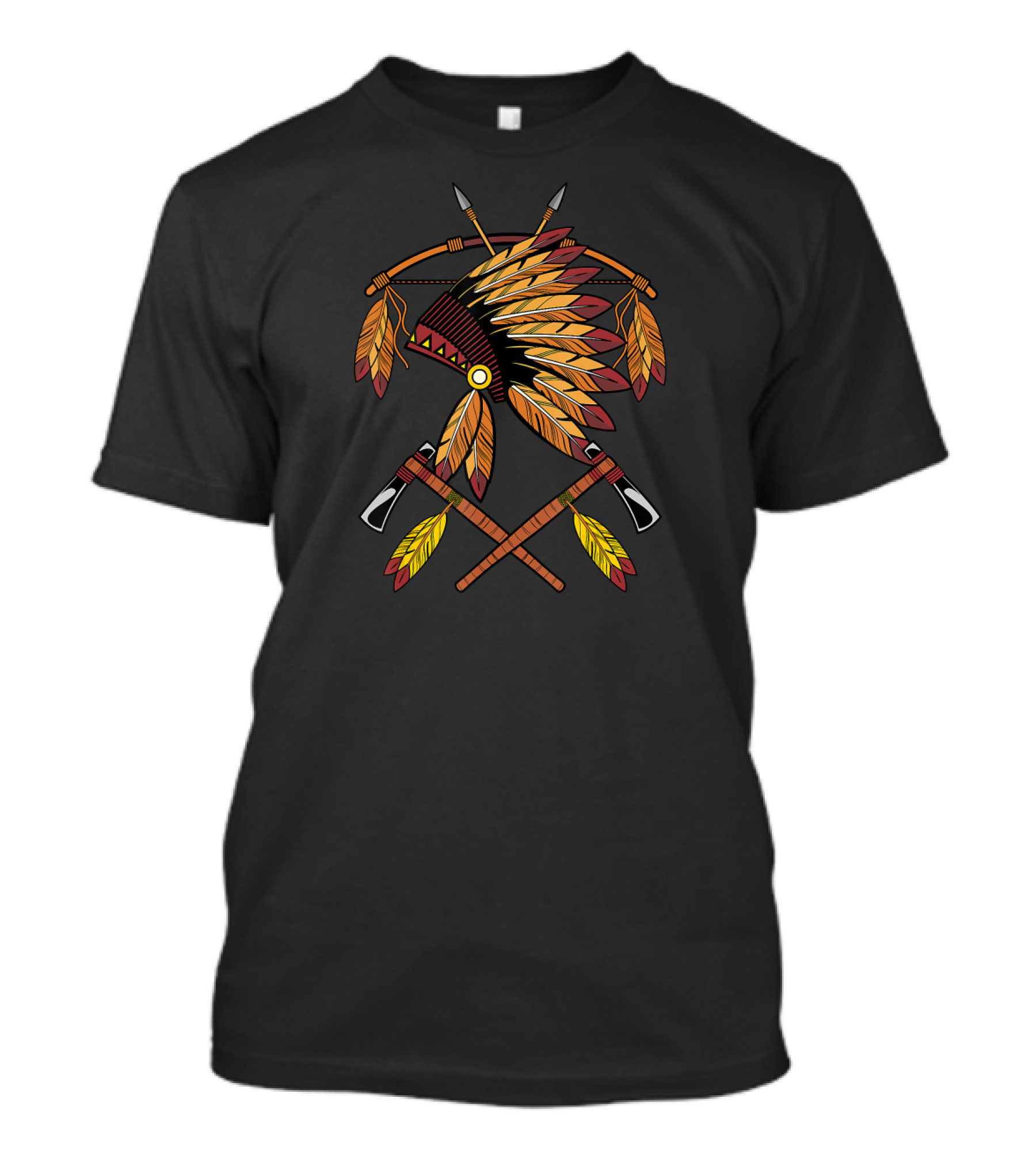 Native American War Bonnet Bow Arrows Tomahawks Feathers T-Shirt
