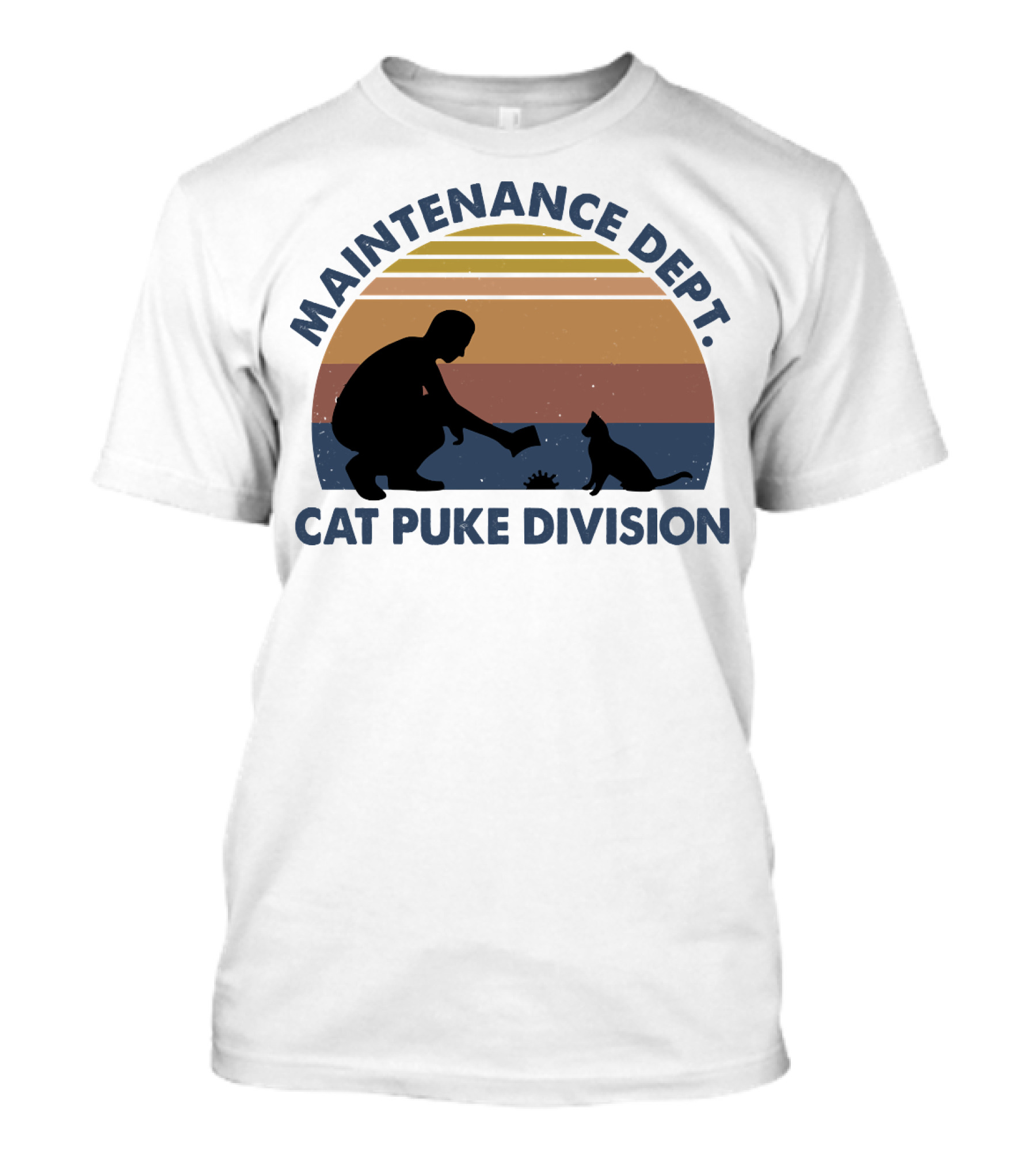 Maintenance Dept Silhouette With Cat Retro Style Cat Puke Division T-Shirt