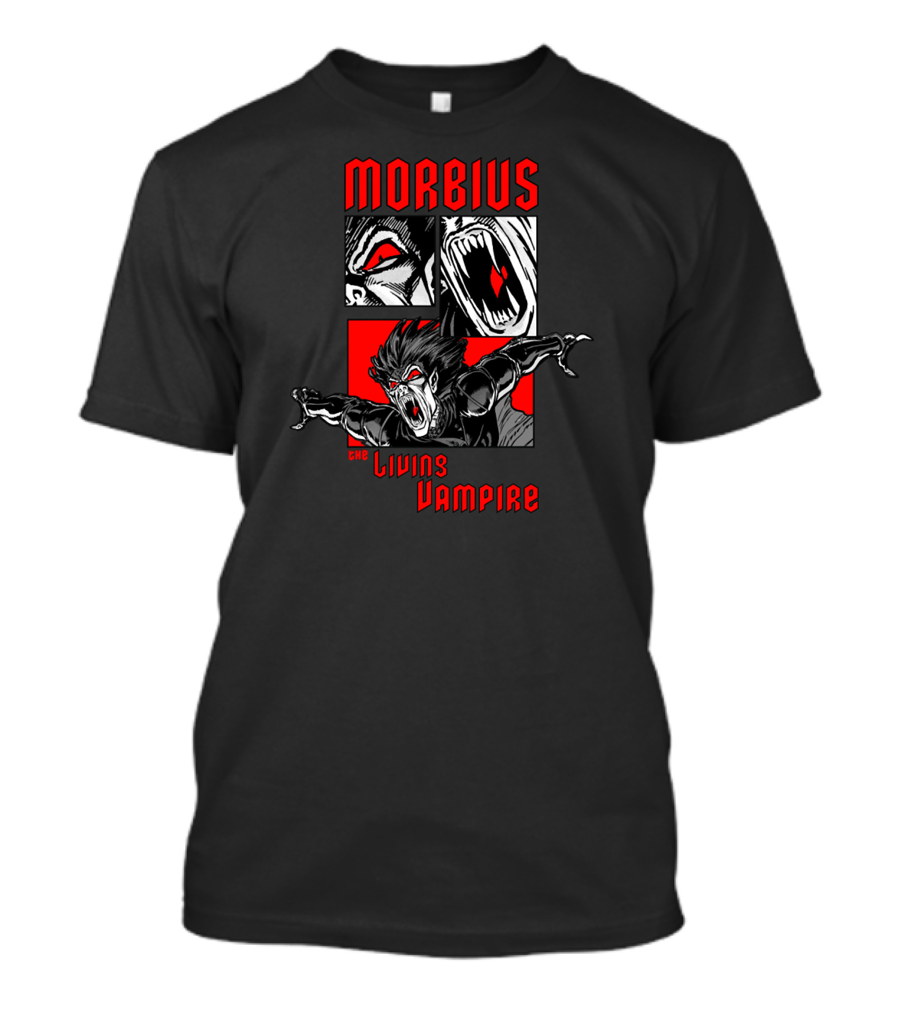 Marvel Morbius The Living Vampire Panels Red Black Comic T-Shirt