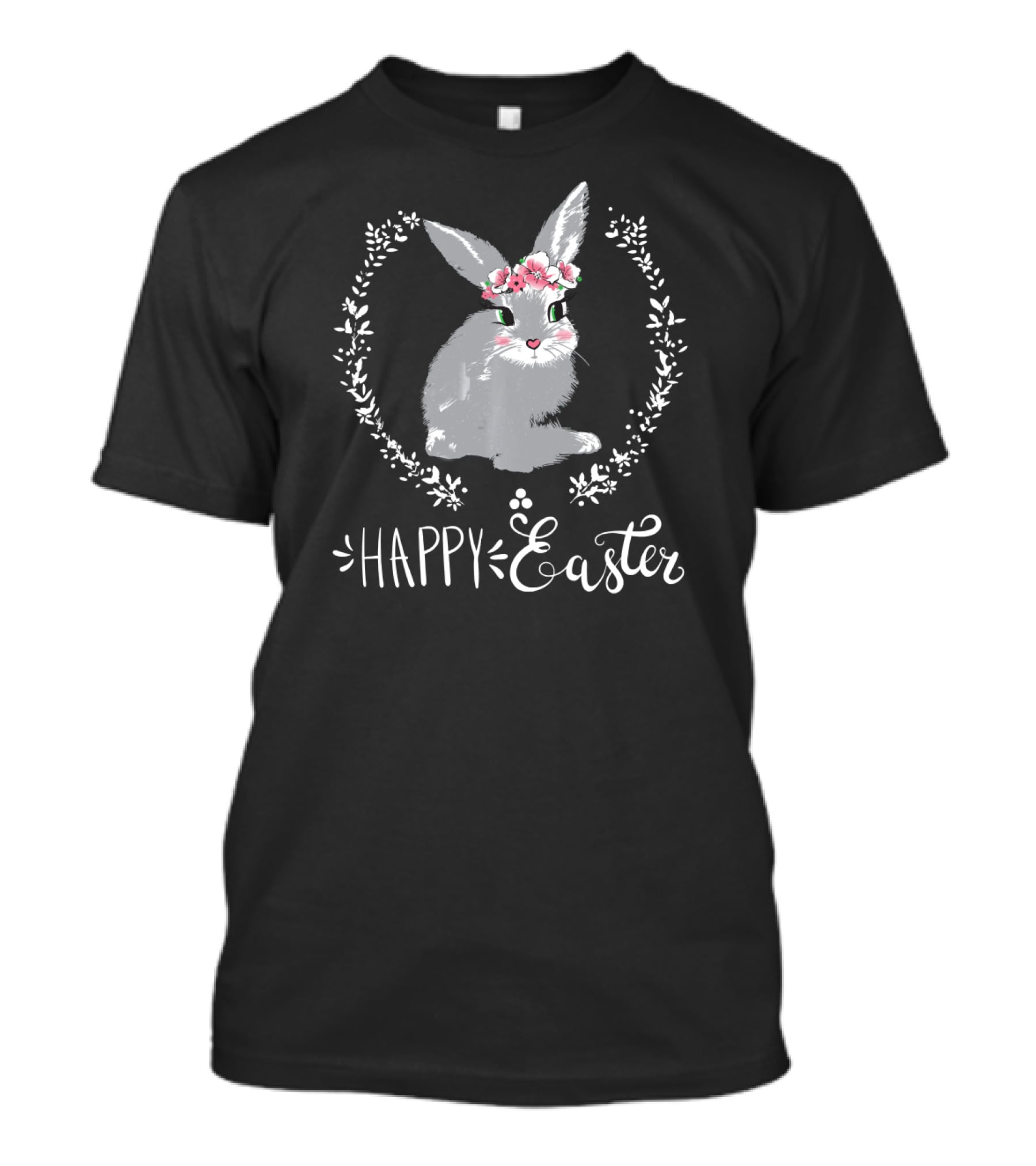 Happy Easter Bunny With Floral Wreath T-Shirt