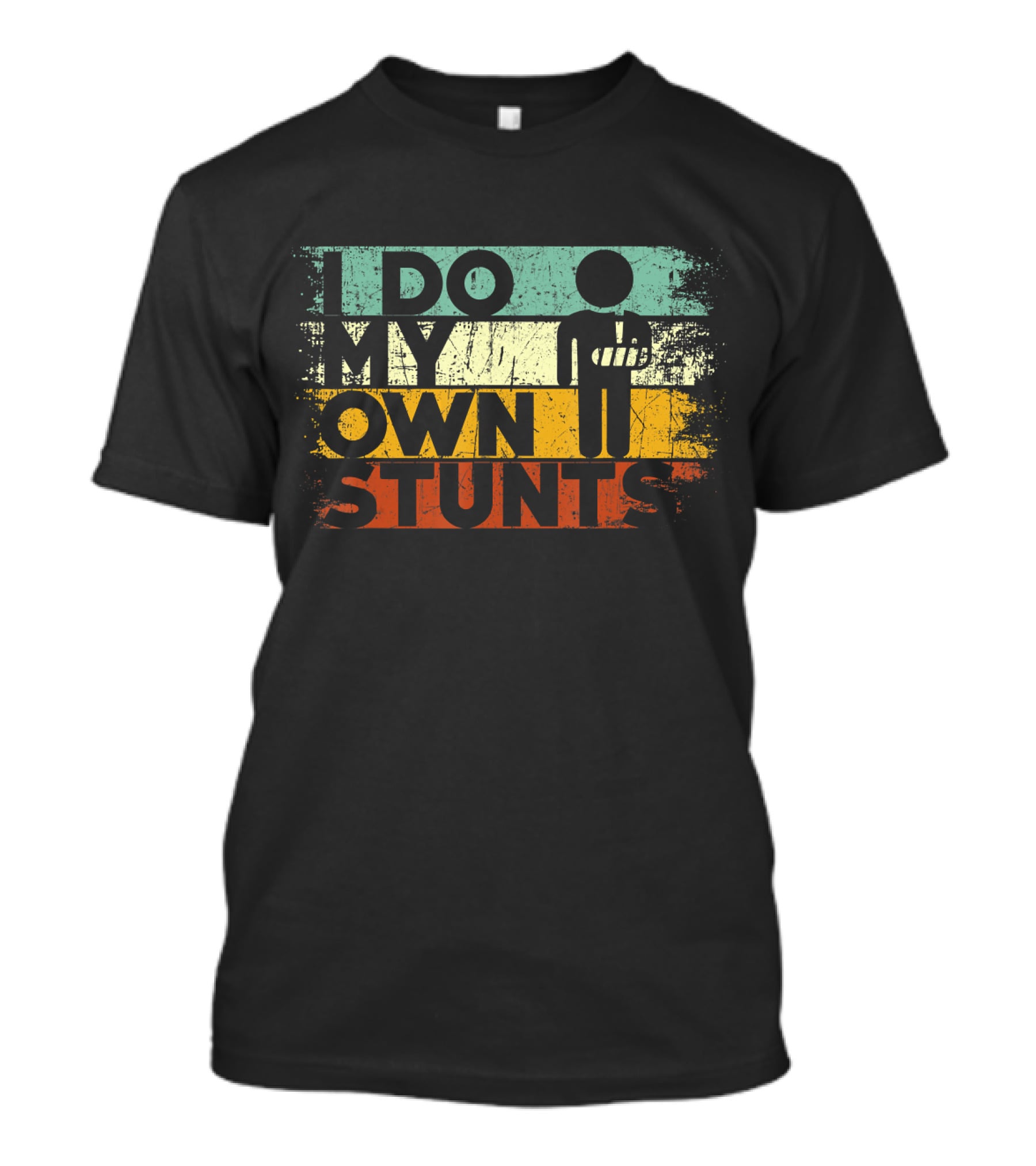 I Do My Own Stunts Injury Hand Wrist Get Well Stick Figure Colorful T-Shirt