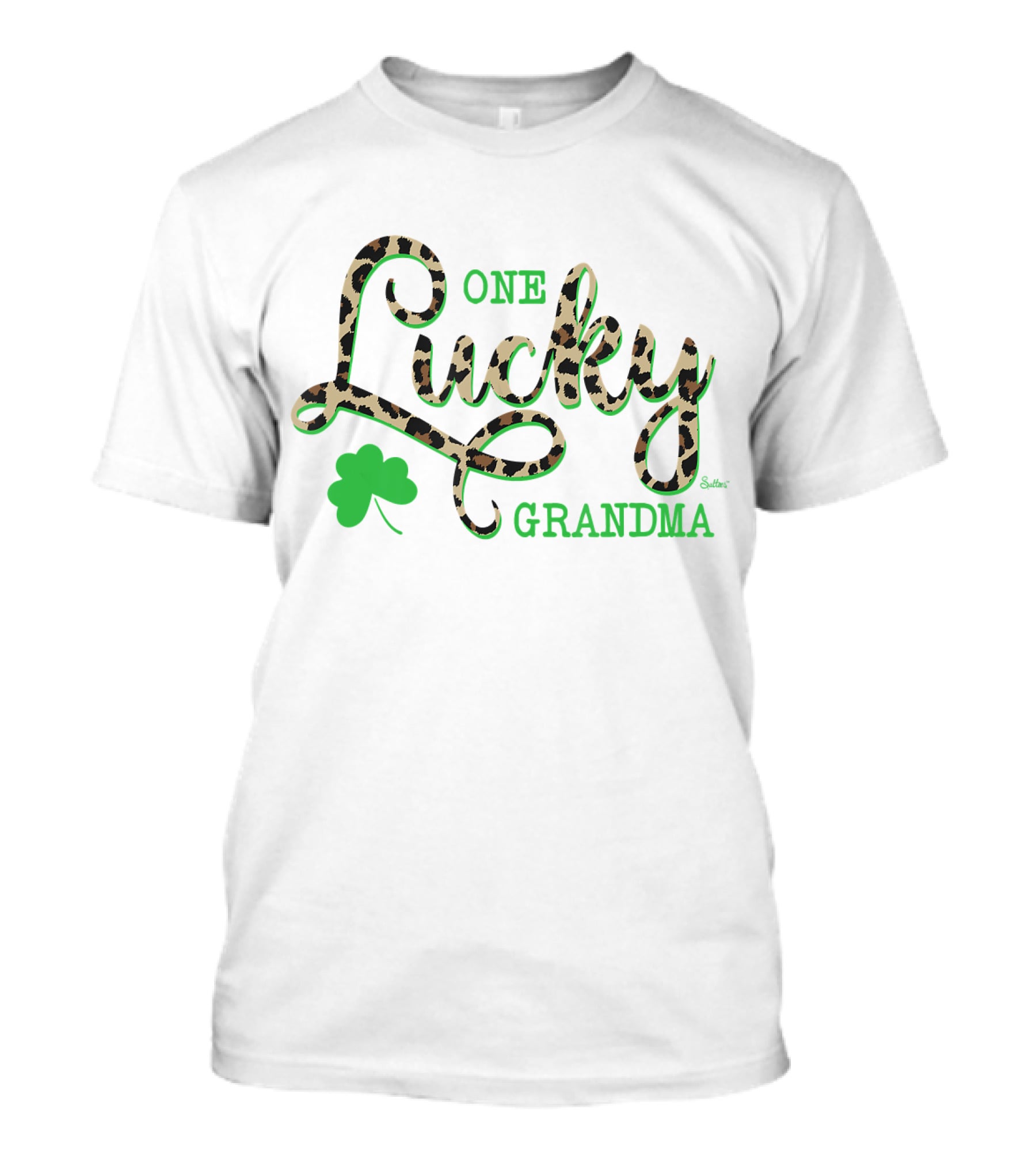 One Lucky Grandma Leopard Shamrock T-Shirt