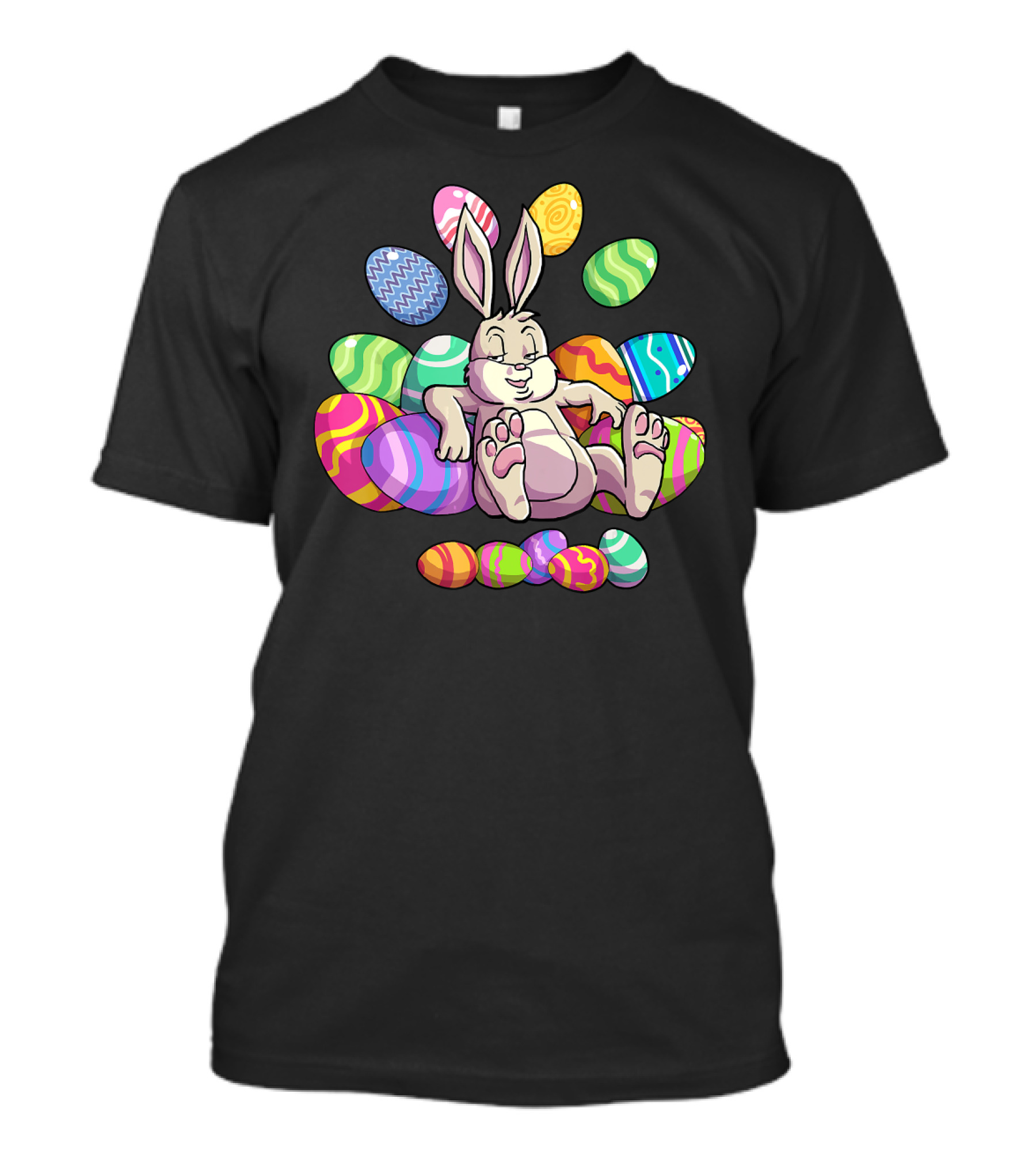 Funny Easter Bunny With Colorful Eggs For Girls Boys Toddler T-Shirt