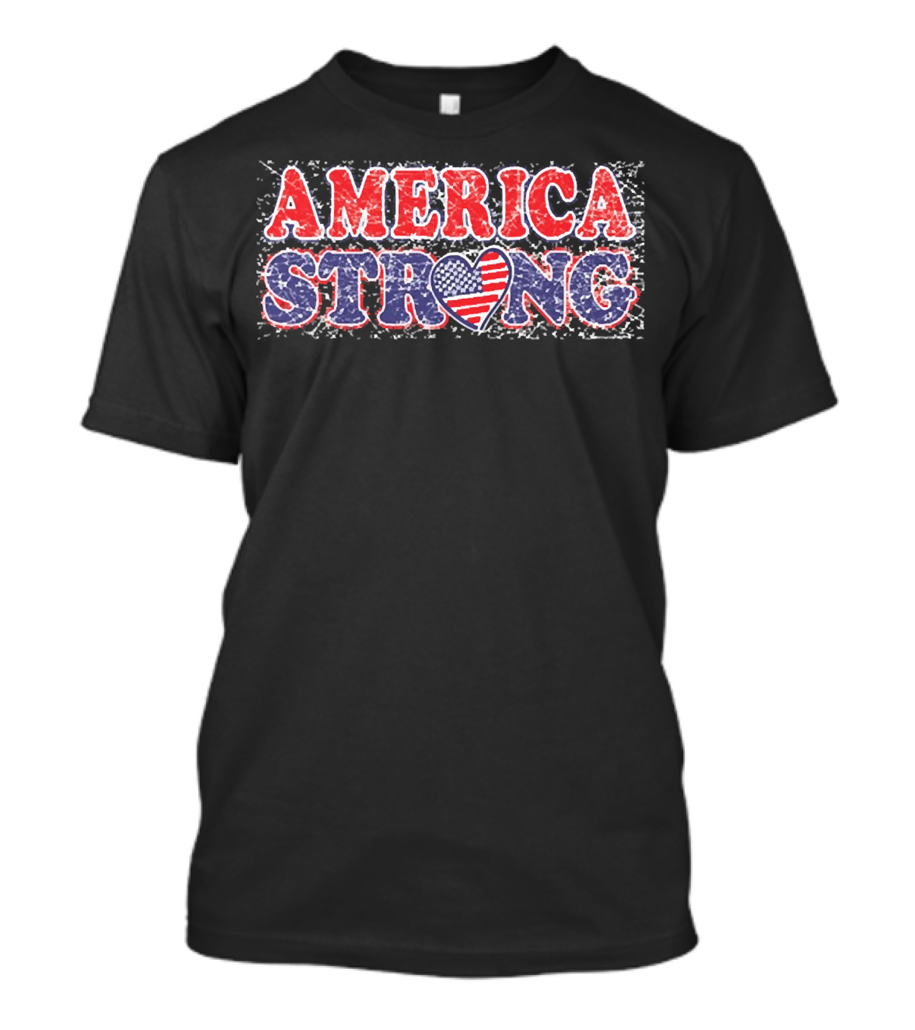 AMERICA STRONG USA Heart Flag Bold Patriotic T-Shirt