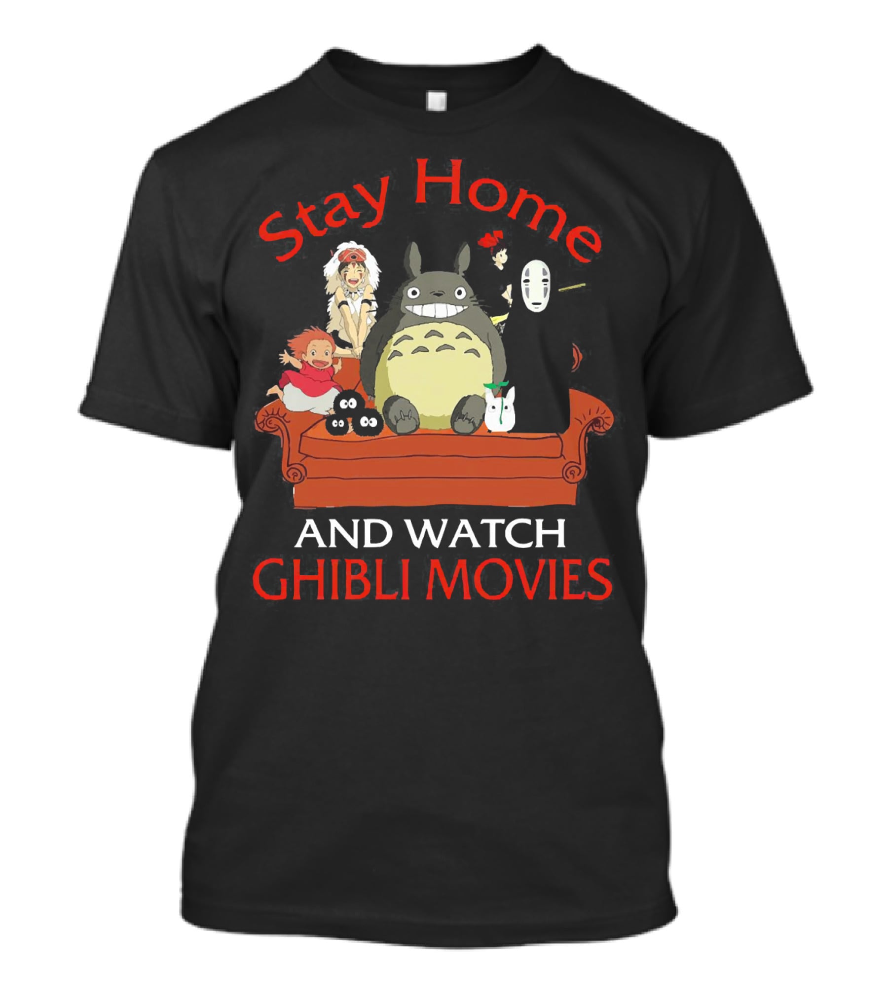 Stay Home And Watch Ghibli Movies Totoro No Face Characters Couch T-Shirt