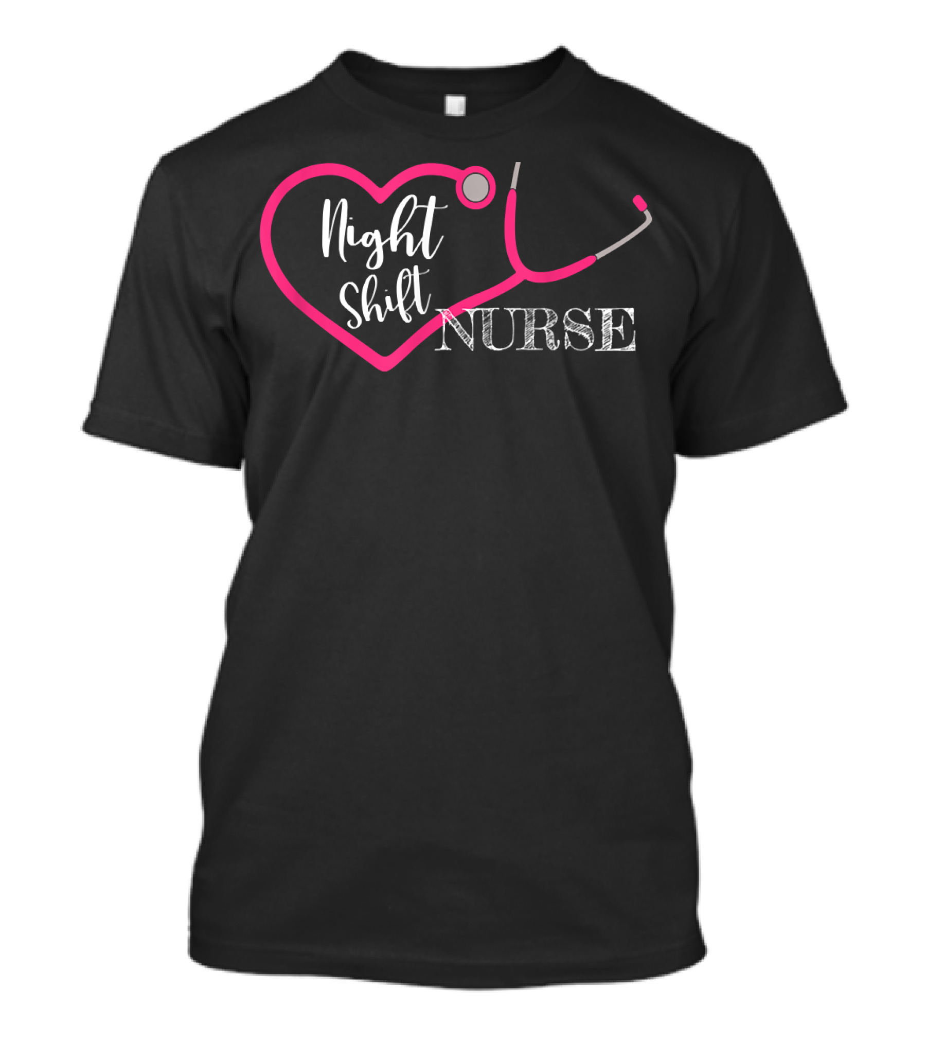 Night Shift Nurse Stethoscope Heart T-Shirt