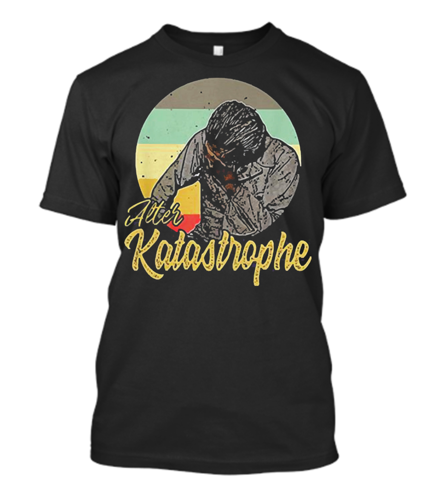 Alter Katastrophe Vintage Striped Background Bowed Head T-Shirt