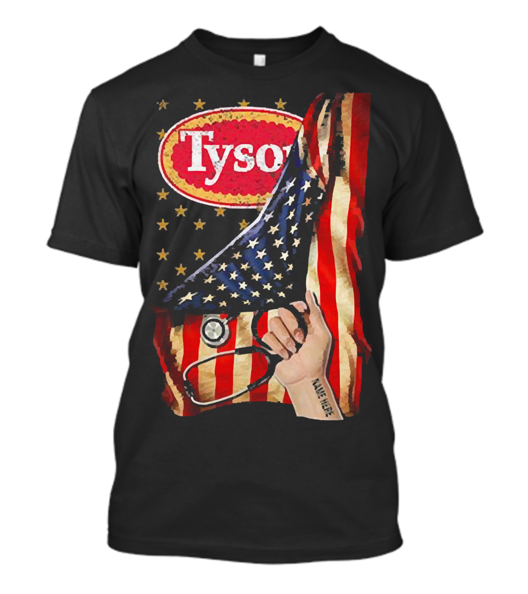 Tyson Foods American Flag Tattoo Sleeve T-Shirt