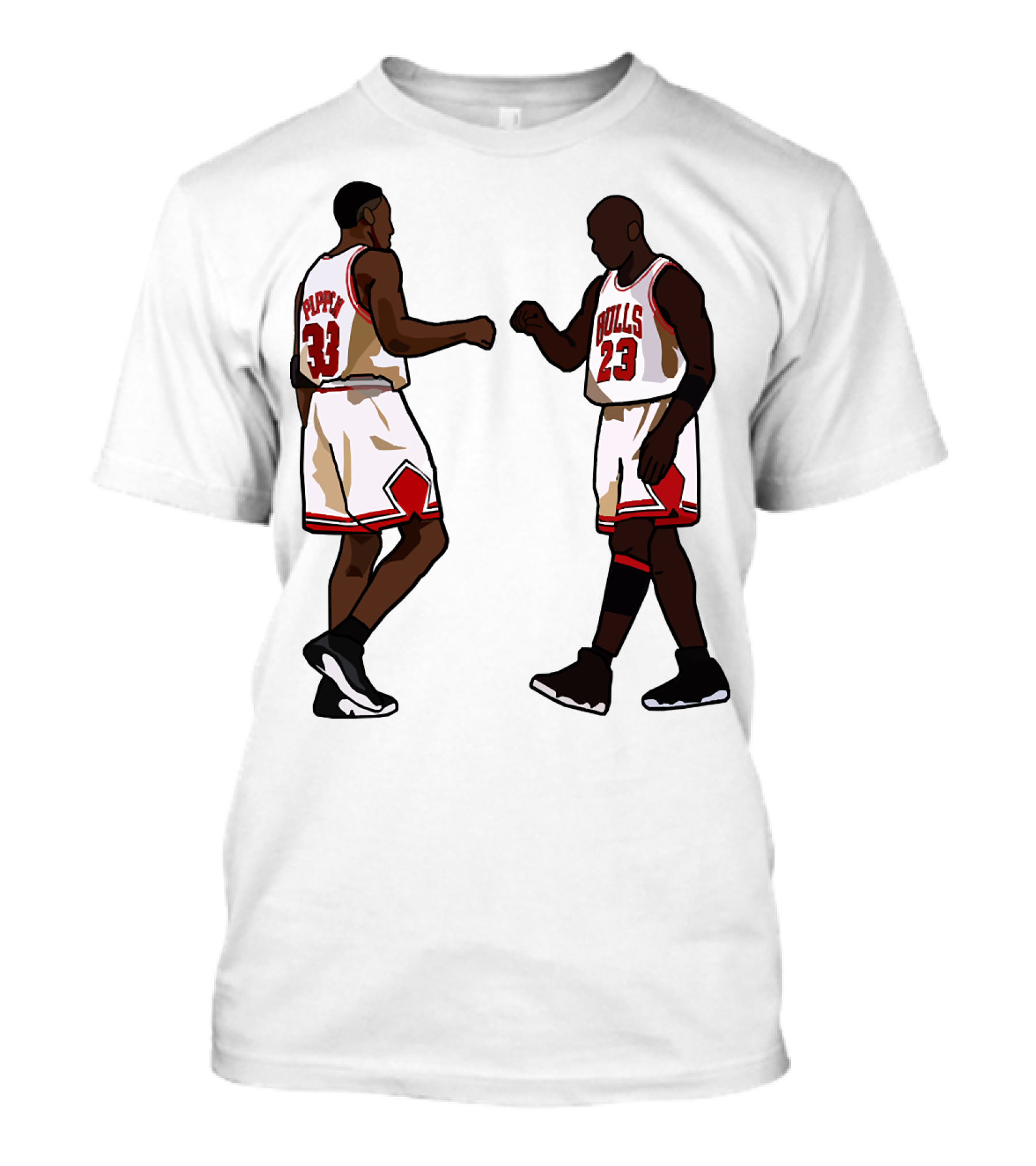 Michael Jordan Scottie Pippen 23 33 Chicago Bulls NBA Throwback T-Shirt