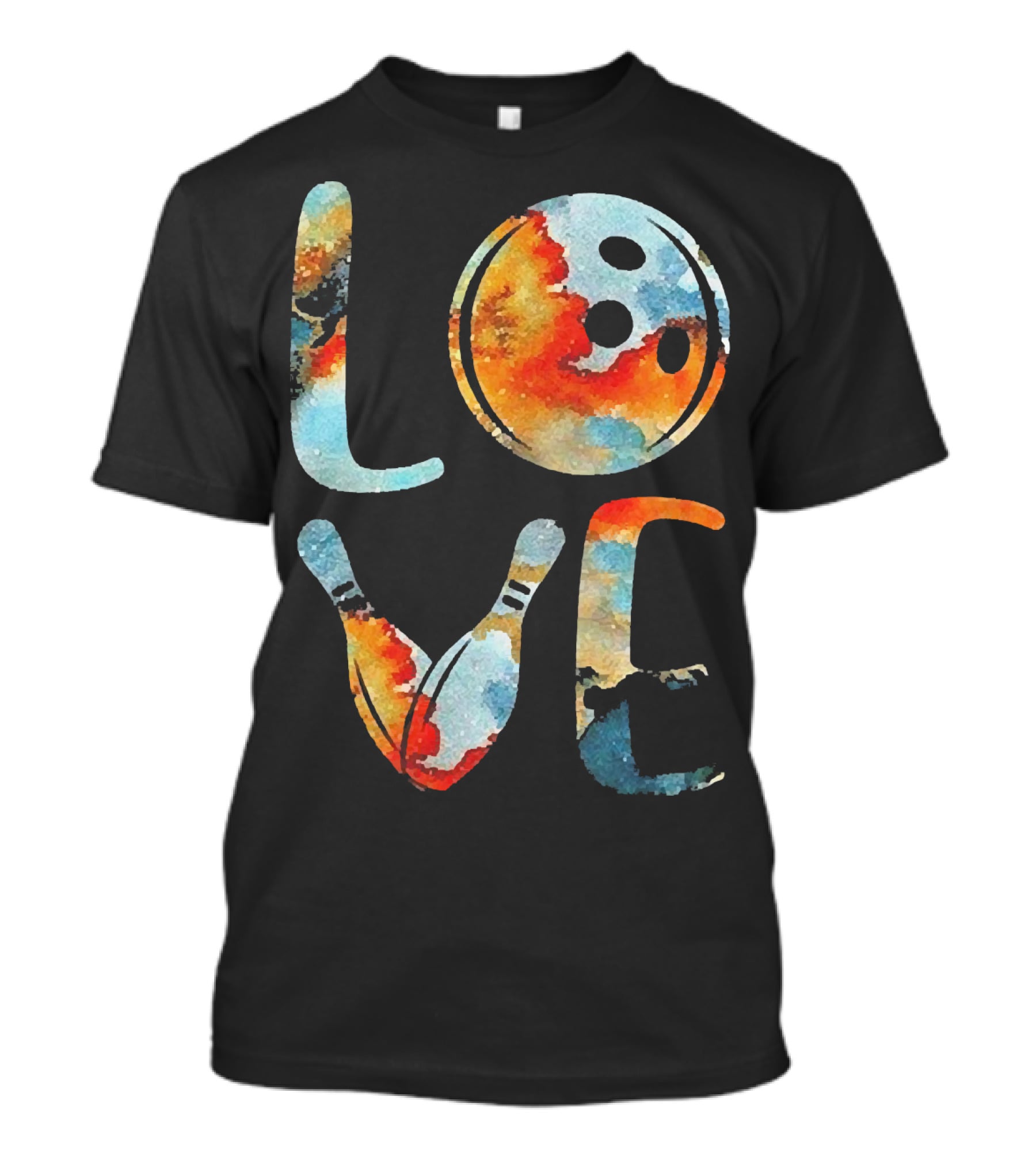 LOVE Bowling Pins And Ball Colorful Print T-Shirt