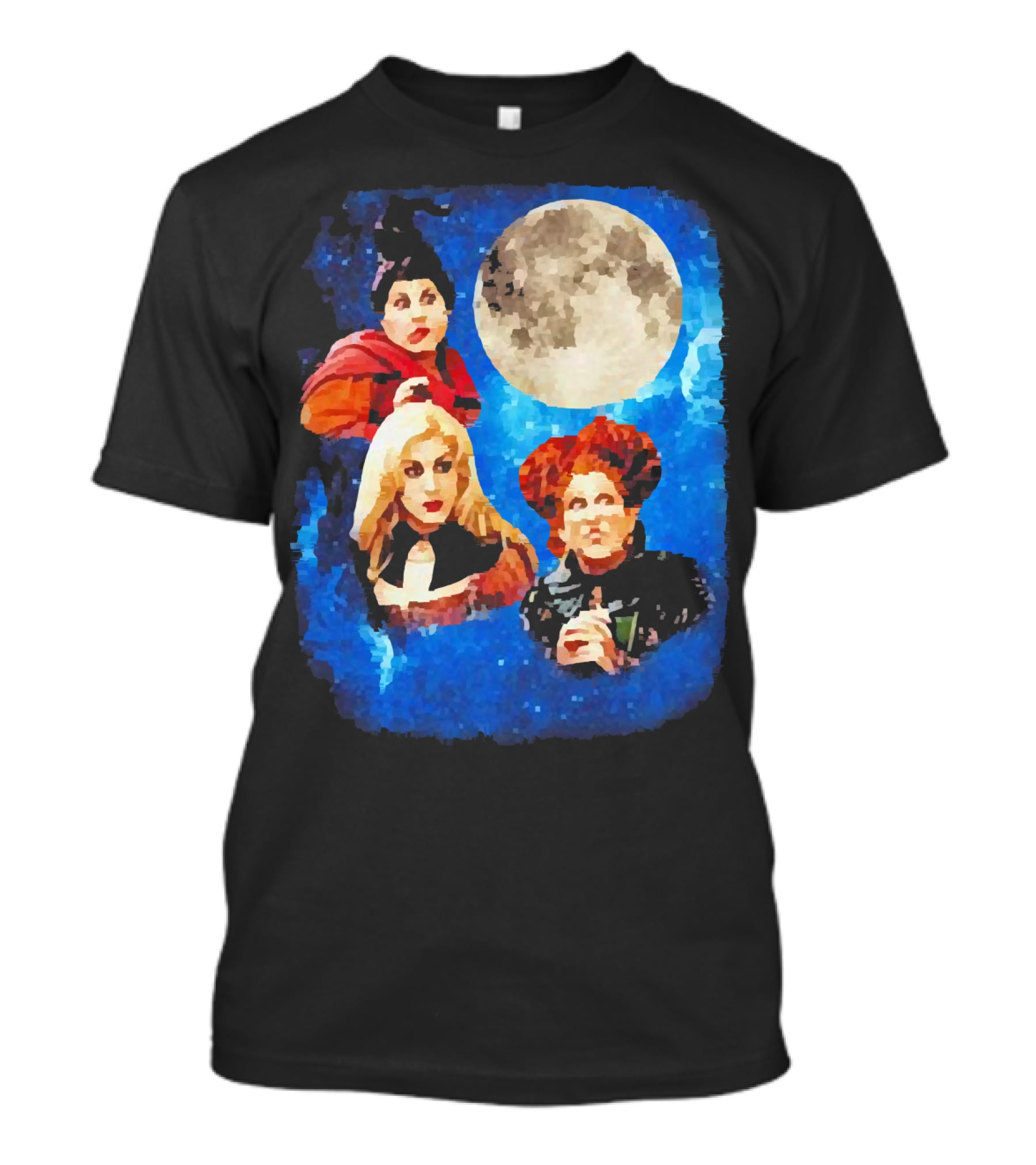 Three Hocus Pocus Moon Sanderson Sisters Night Sky T-Shirt