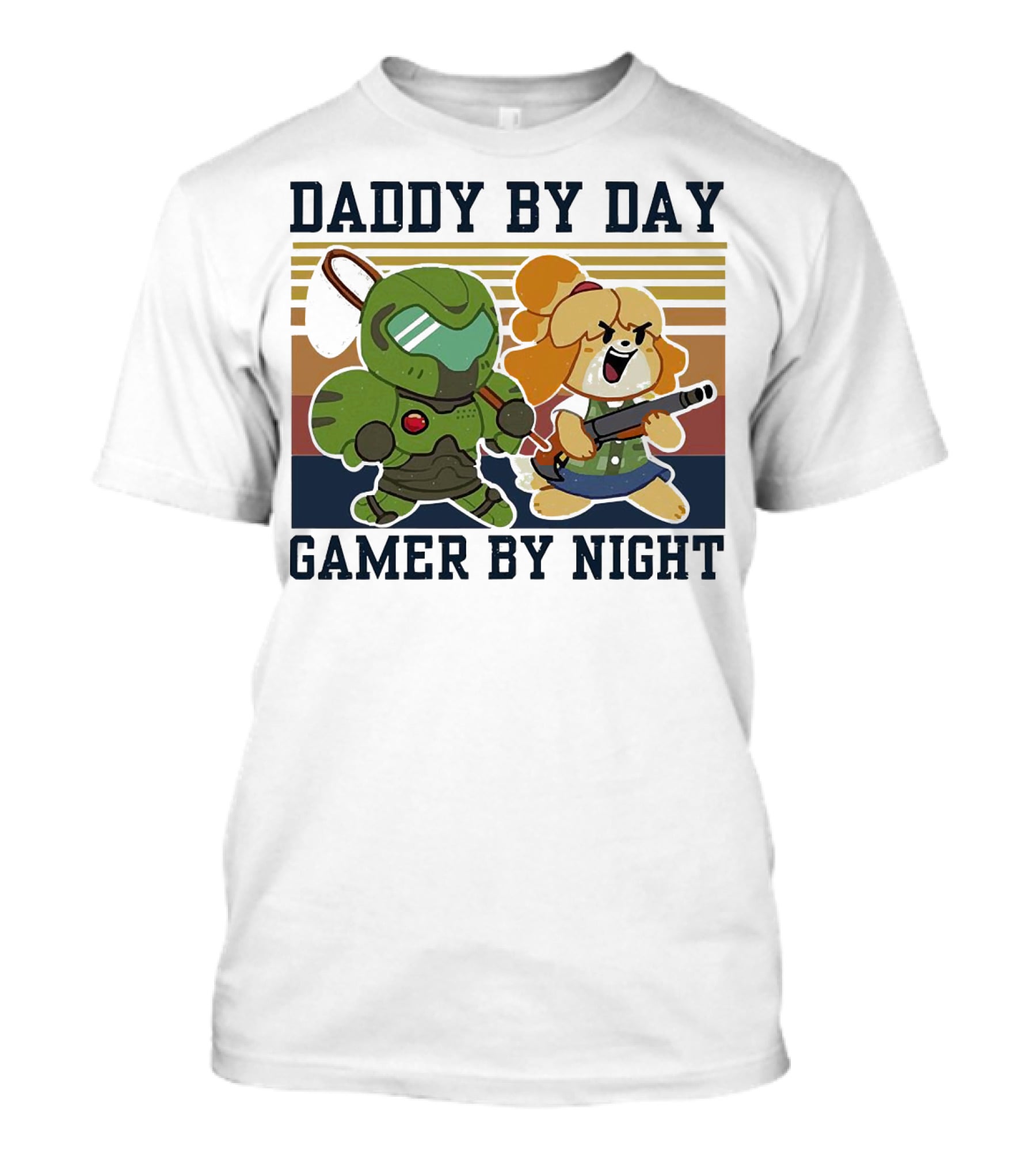Daddy By Day Gamer By Night Doomguy Isabelle Crossover T-Shirt
