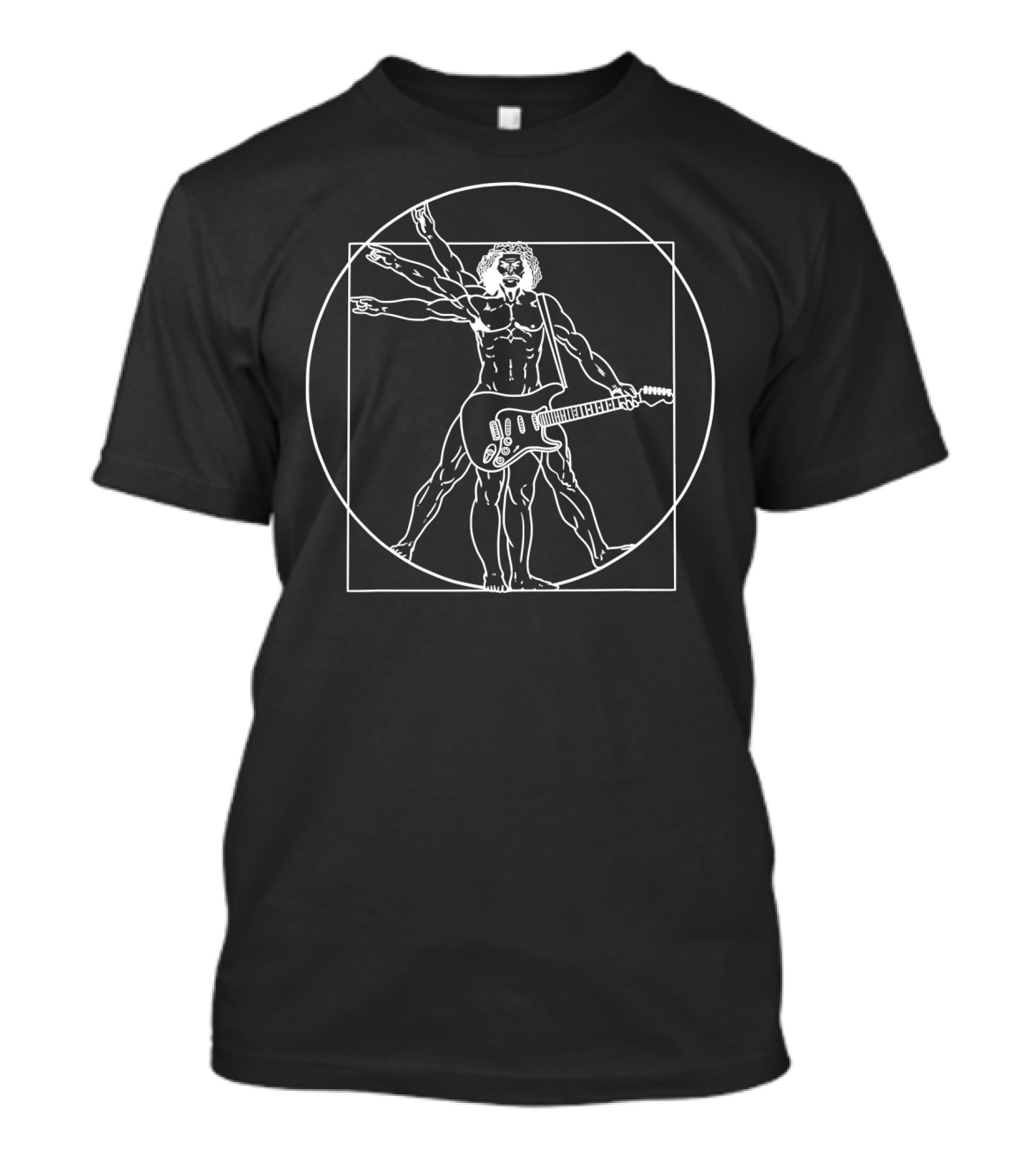 Vitruvian Man Leonardo Da Vinci Guitar Musician T-Shirt