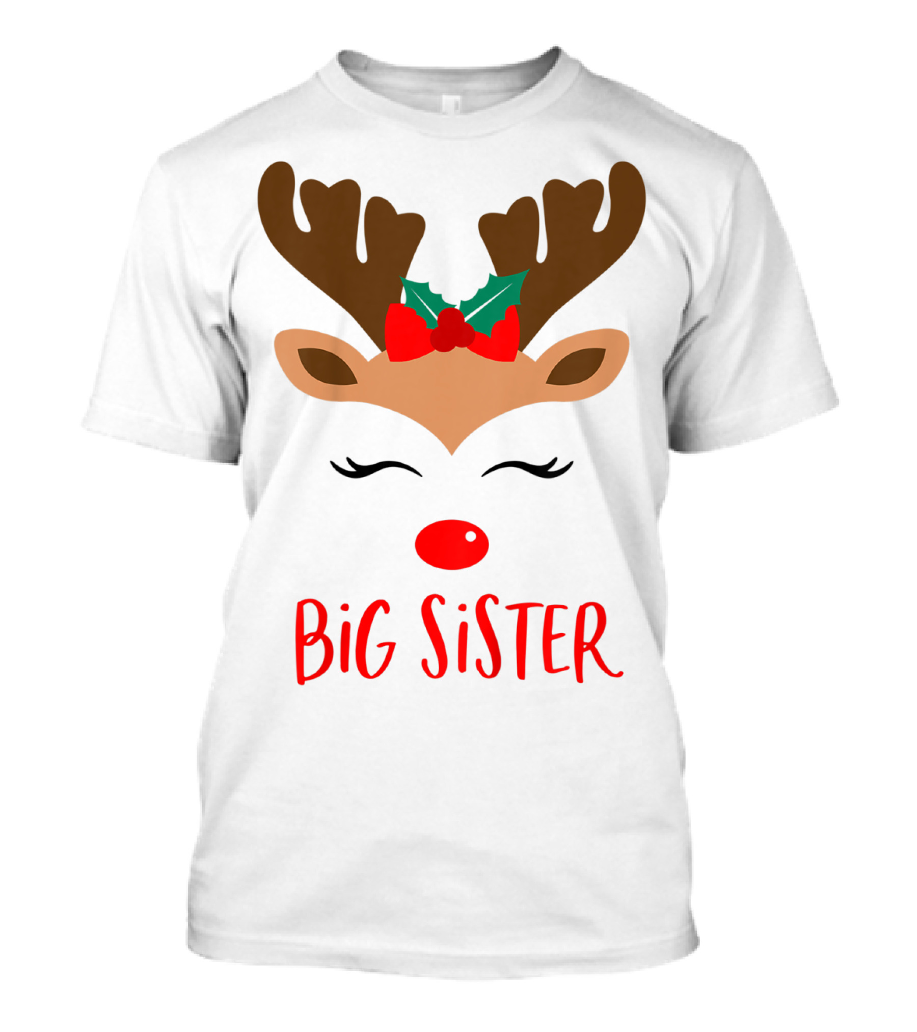 Big Sister Reindeer Christmas Matching Sibling Outfits T-Shirt