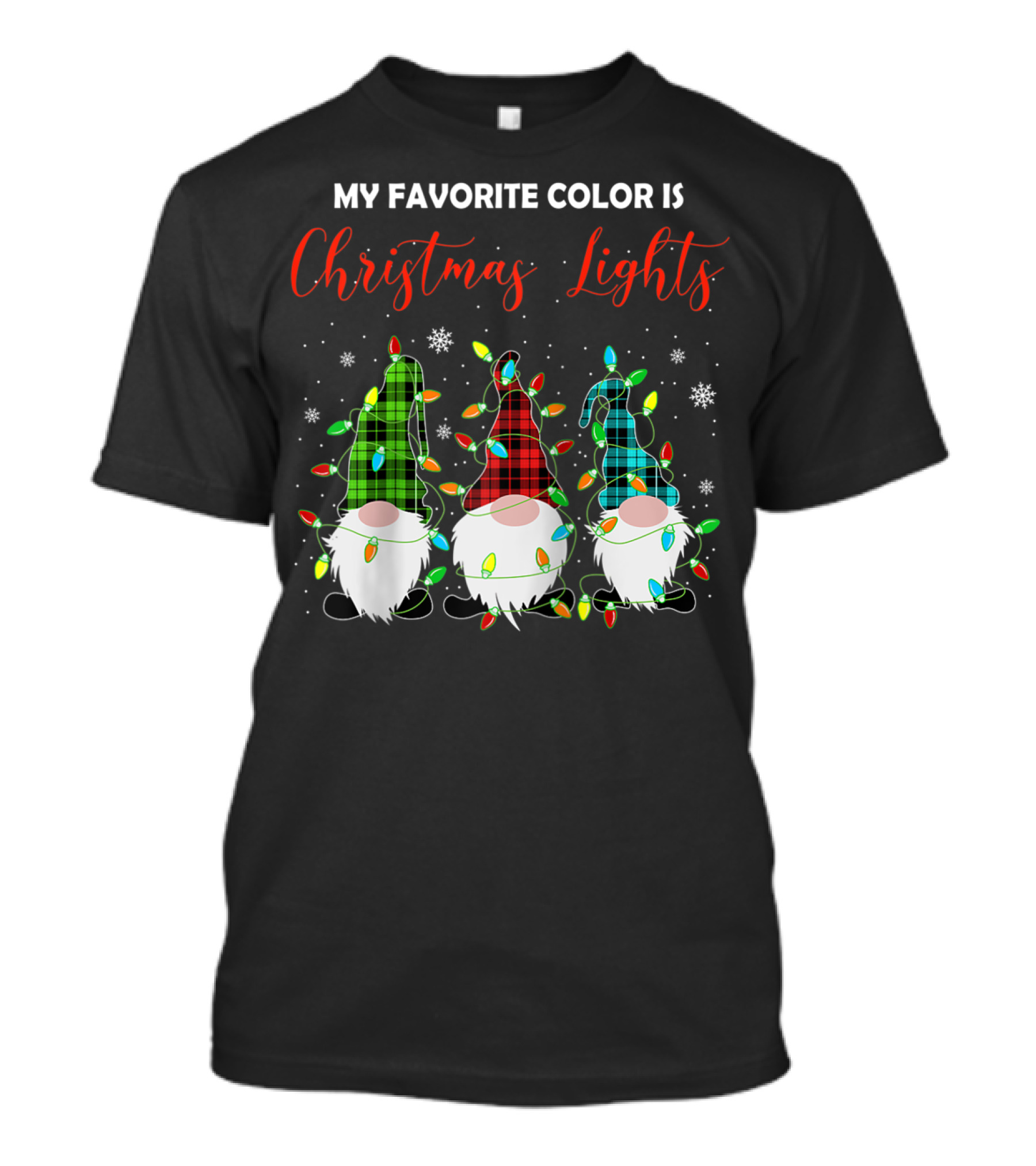 My Favorite Color Is Christmas Lights 3 Nordic Gnomes Swedish Xmas Nisse T-Shirt