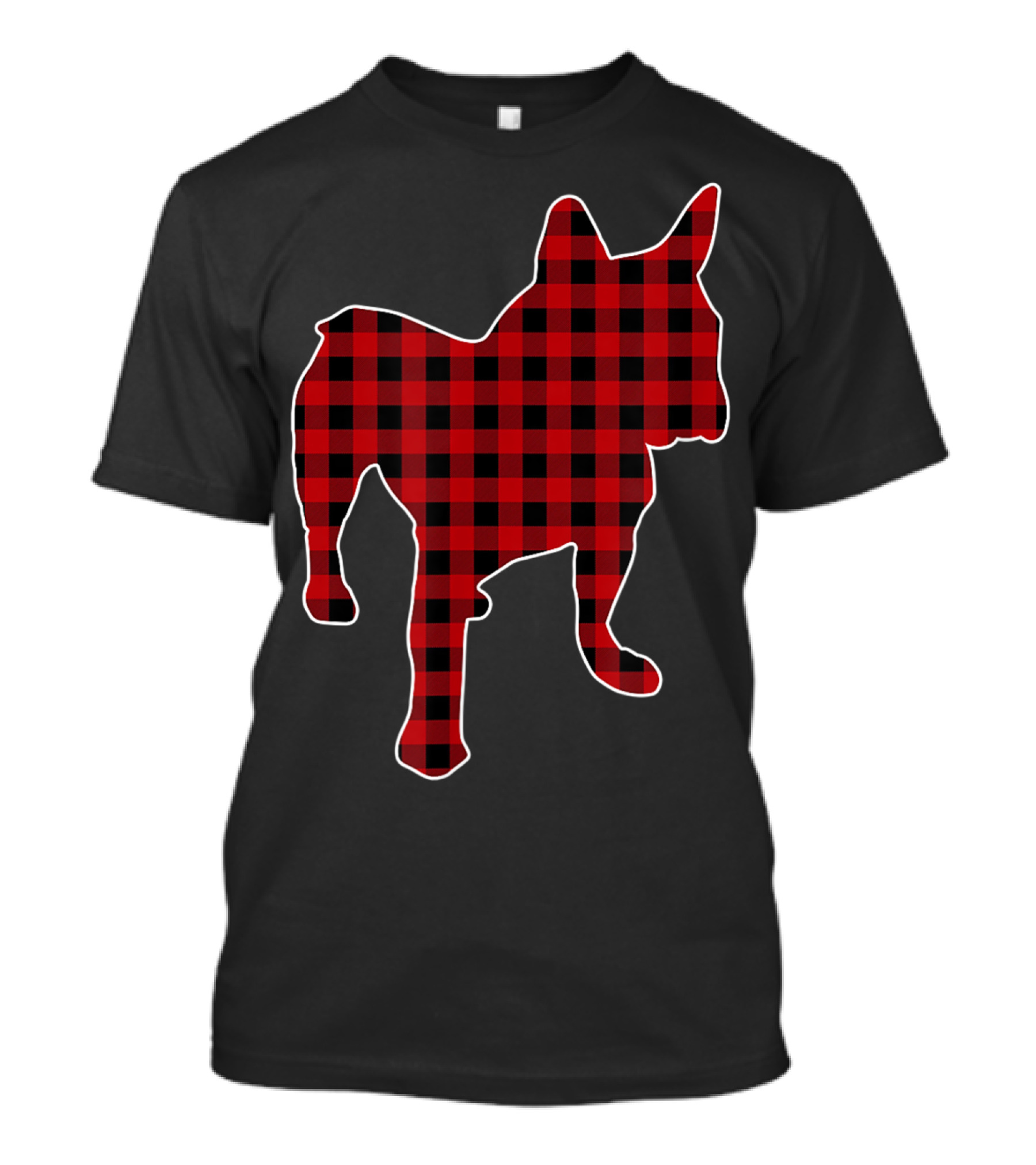 French Bulldog Red Buffalo Plaid Christmas T-Shirt