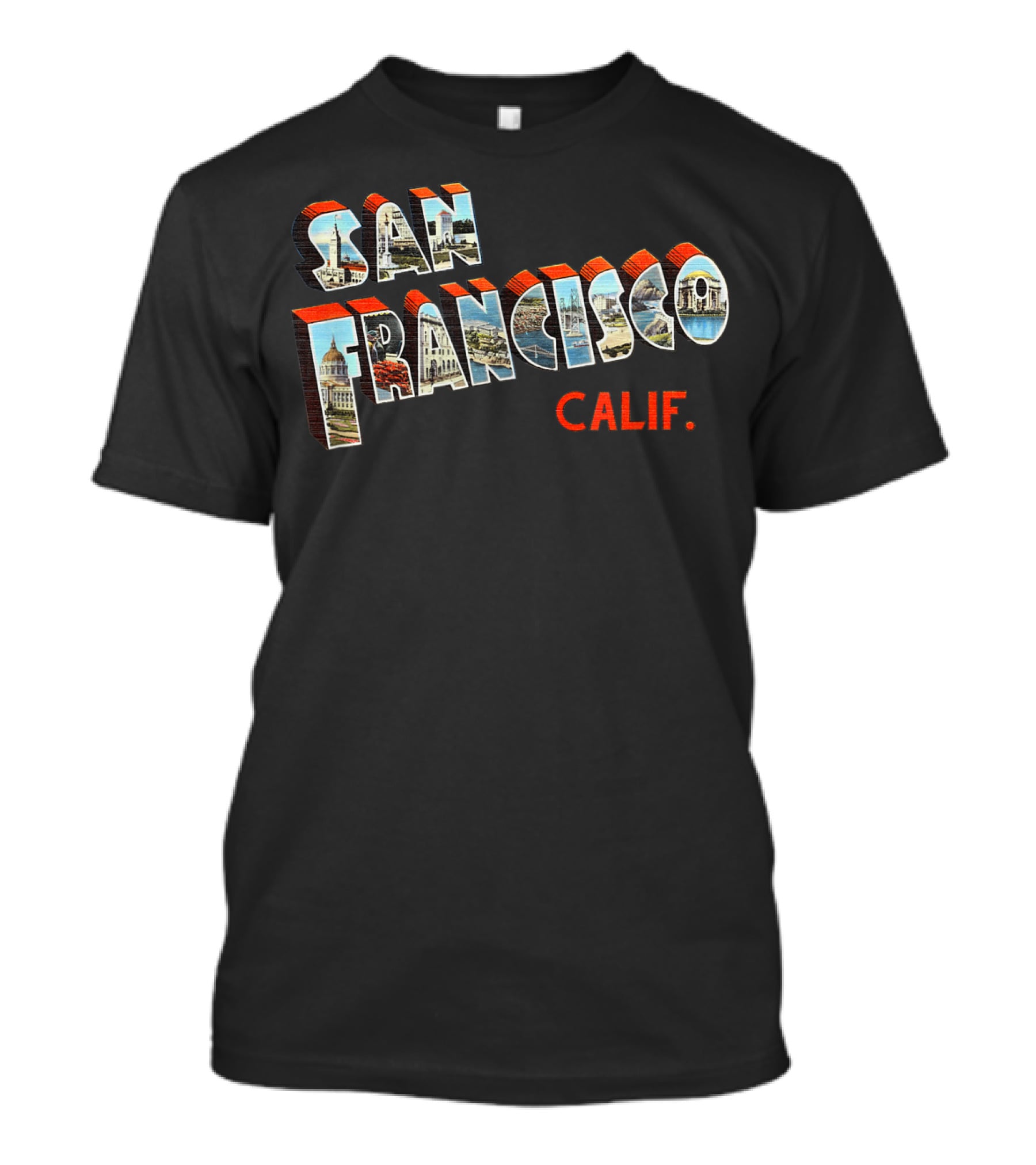 San Francisco California Calif. Iconic Landmarks 3D Typeface T-Shirt