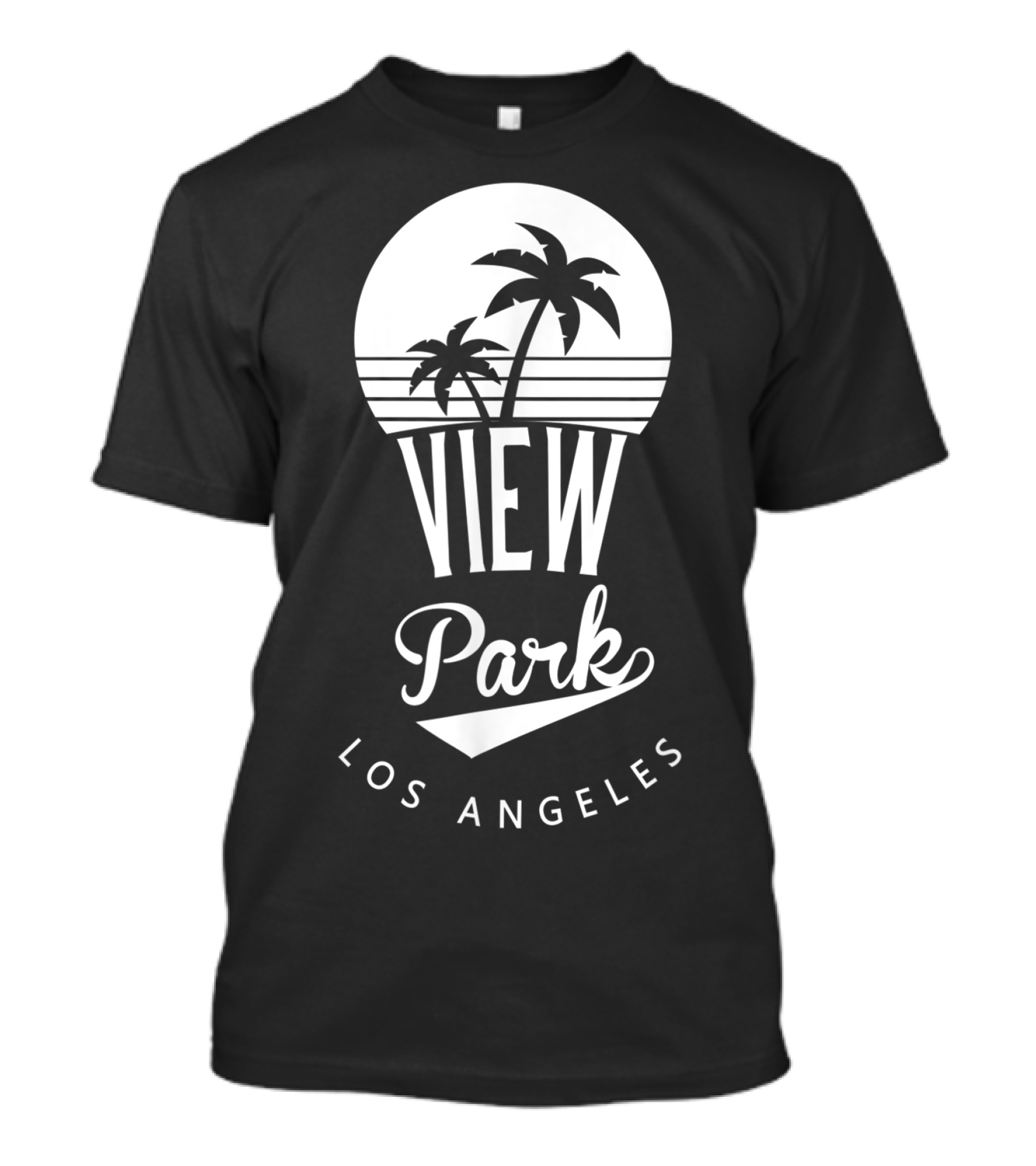 View Park Los Angeles Palm Trees Retro Sunset T-Shirt