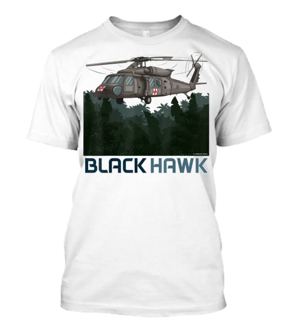 Black Hawk Helicopter Military Jungle Scene T-Shirt