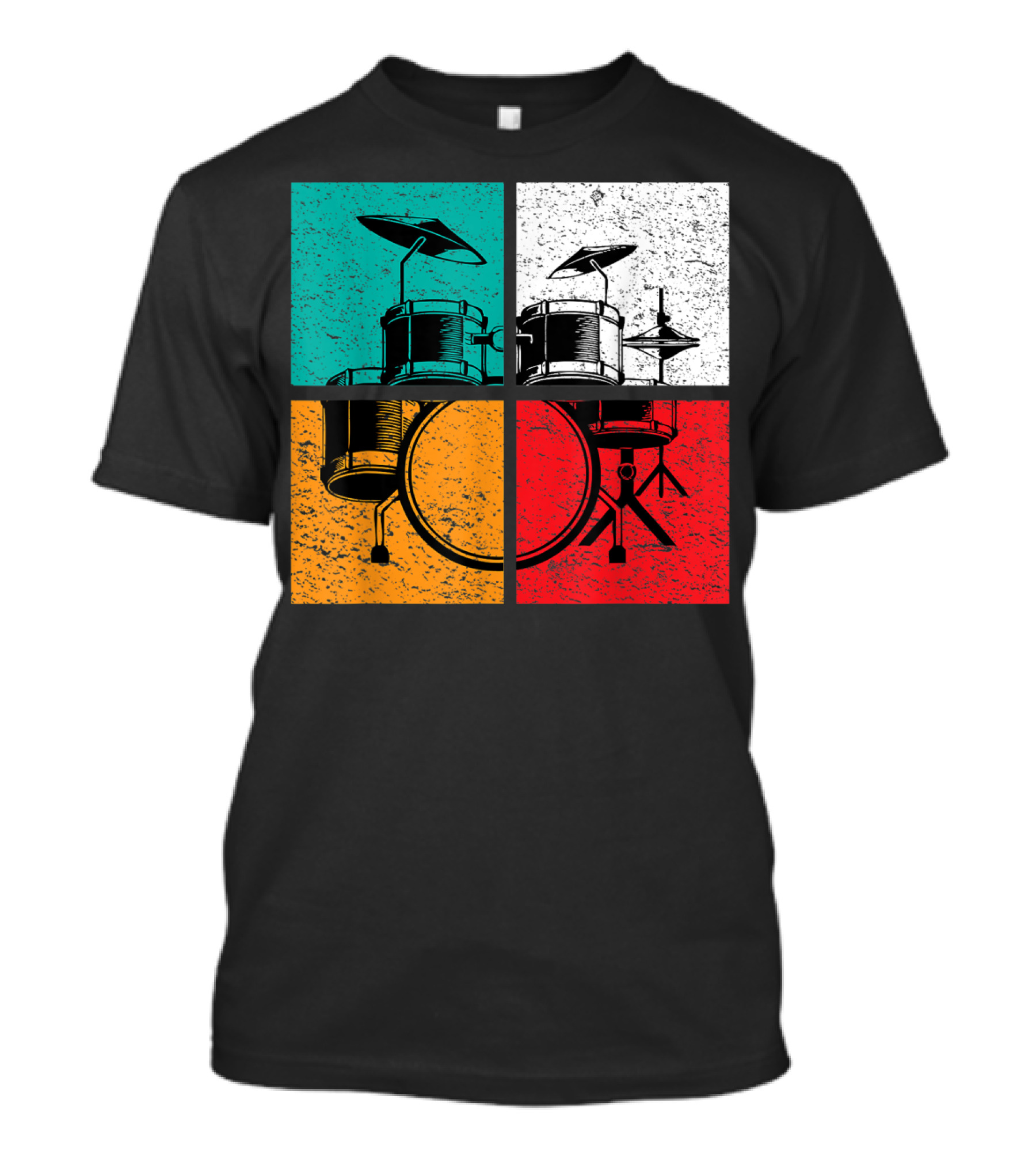 Drummer Drums Band Drumset Colorful Pop Art Squares T-Shirt