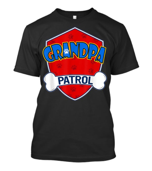 Grandpa Patrol Shield With Pawprint Bone T-Shirt