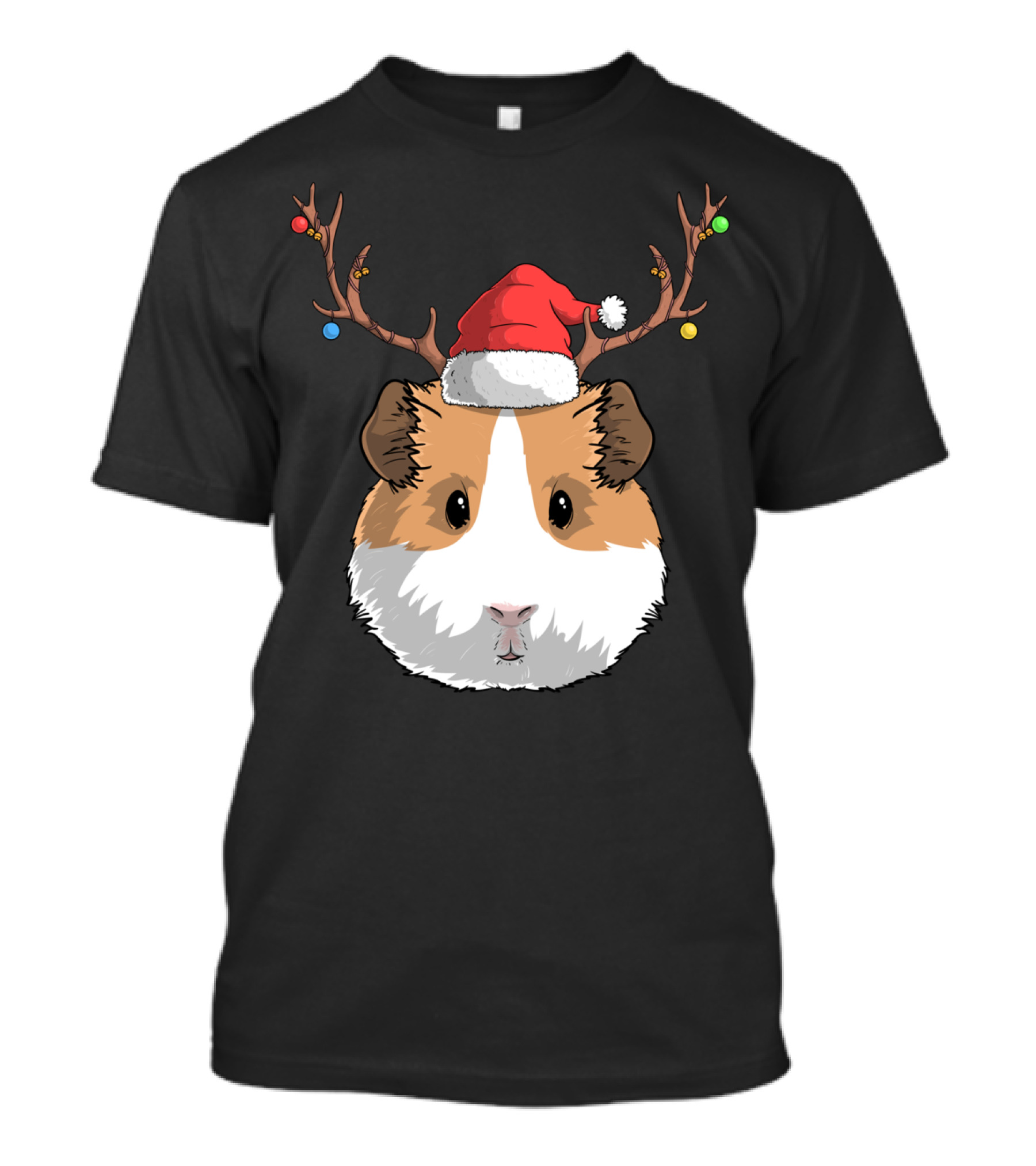 Santa Claus Hat Guinea Pig Reindeer Christmas Holiday T-Shirt