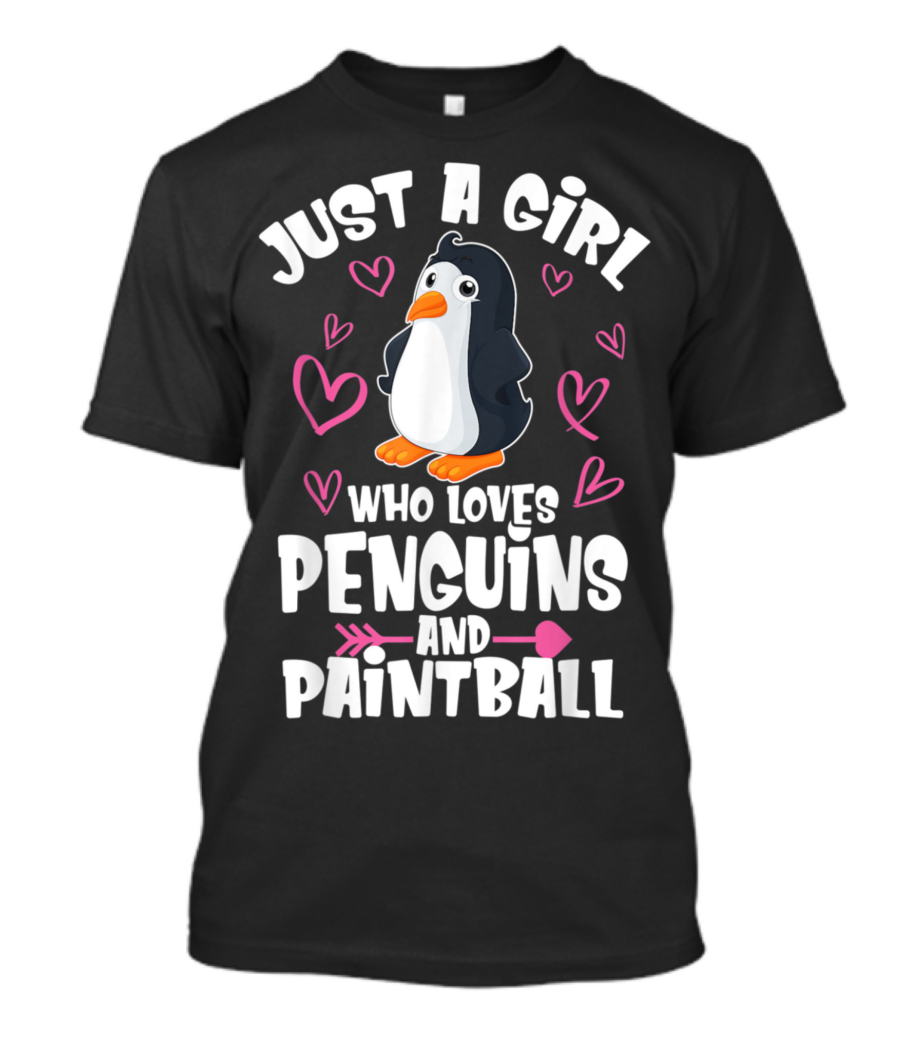 Just A Girl Who Loves Penguins And Paintball Hearts Arrow T-Shirt