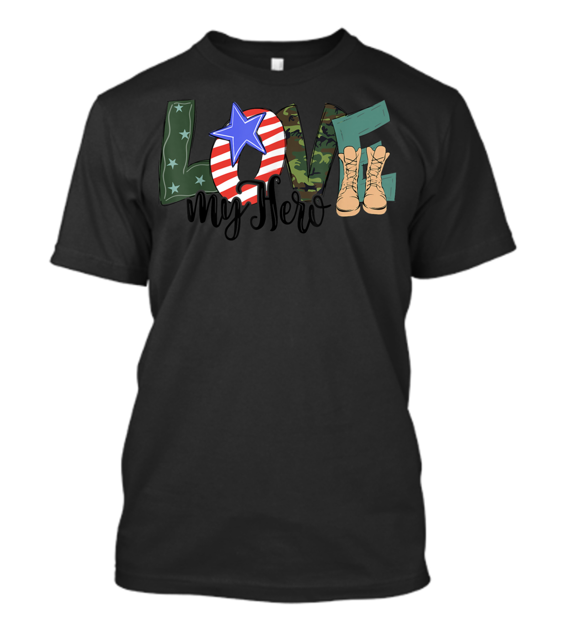 Love My Hero Patriotic Camo Soldier Boots T-Shirt