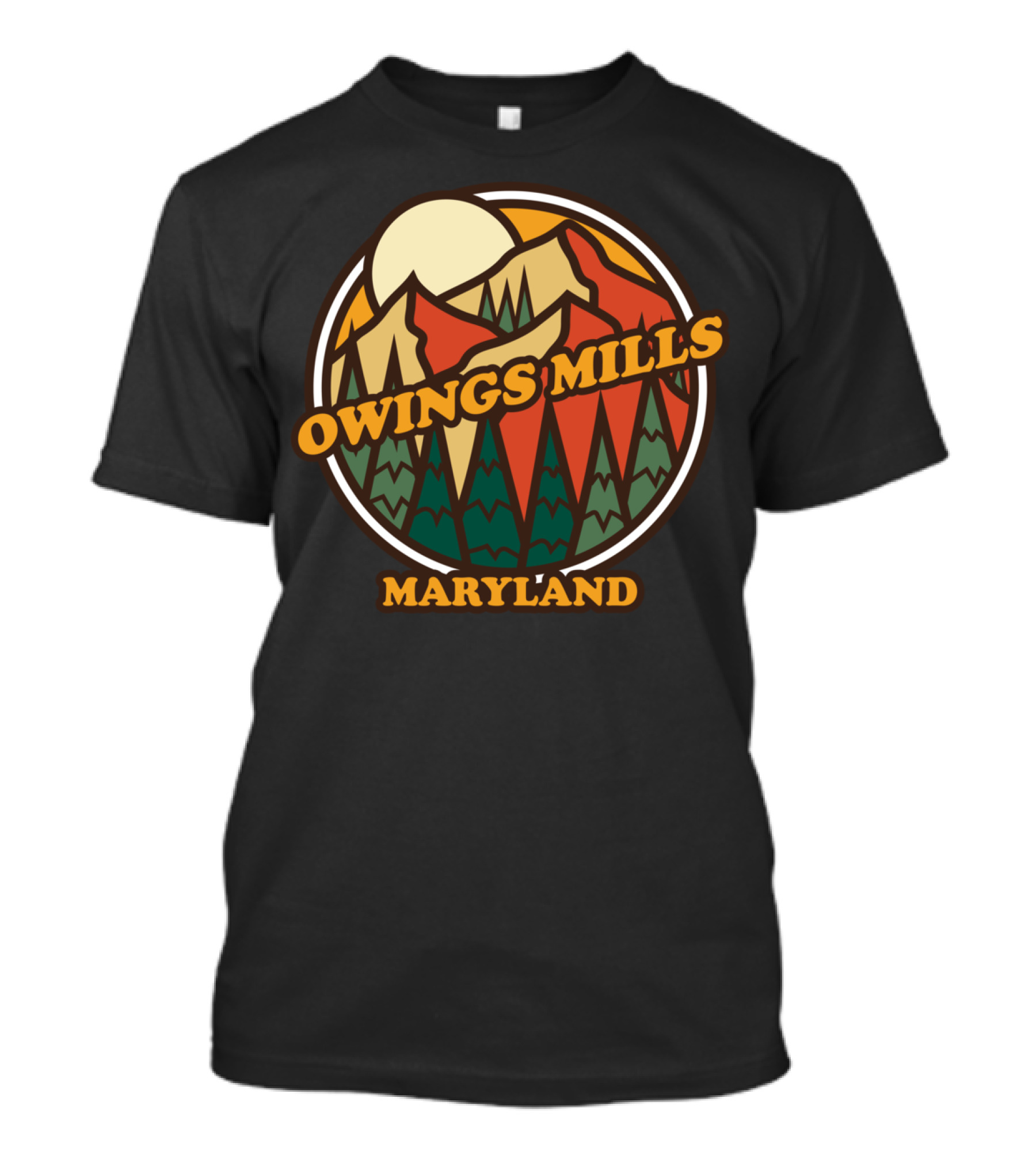 Owings Mills Maryland Vintage Mountain Hiking Forest Scene T-Shirt