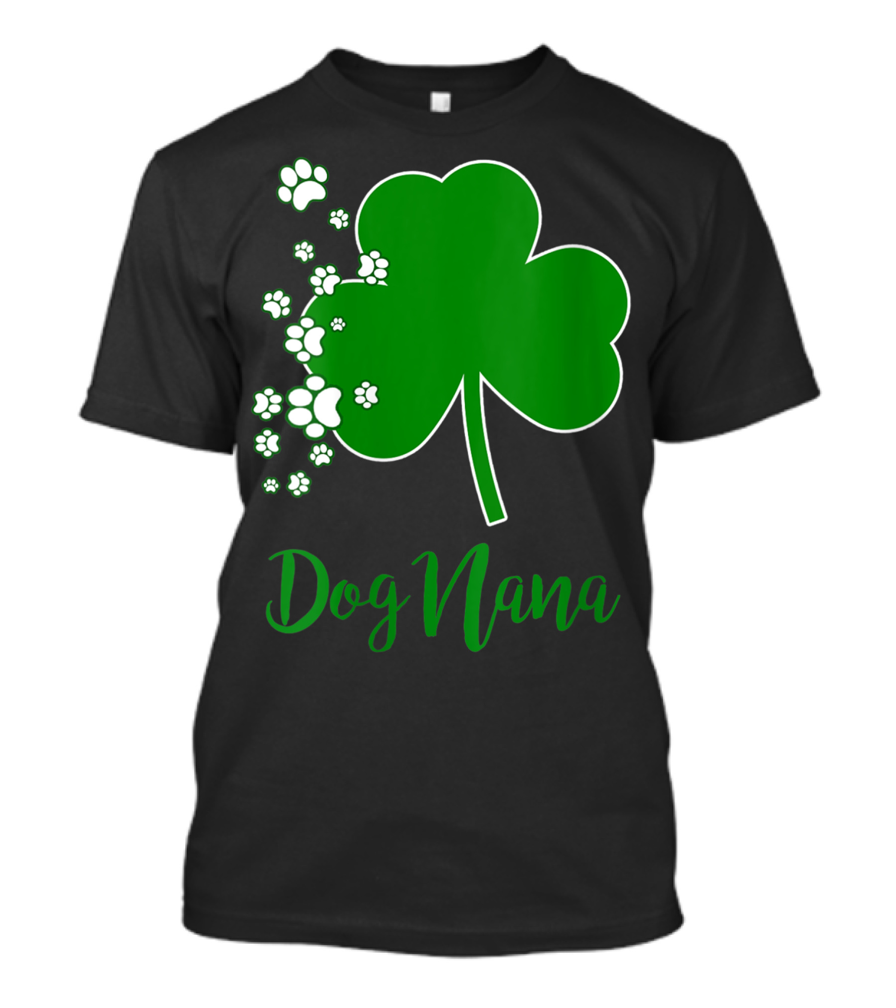Dog Nana Irish Shamrock With Paw Prints T-Shirt
