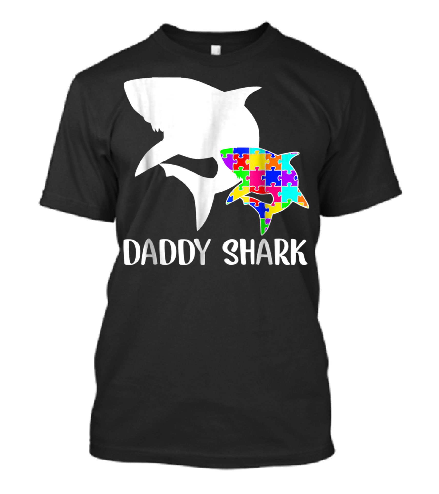 Daddy Shark Autism Awareness Puzzle Colorful T-Shirt
