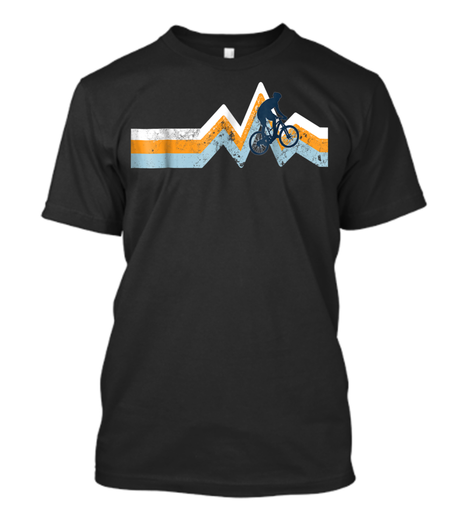 Mountain Bike Silhouette Retro Stripes Mtn Bike Classic Colors T-Shirt