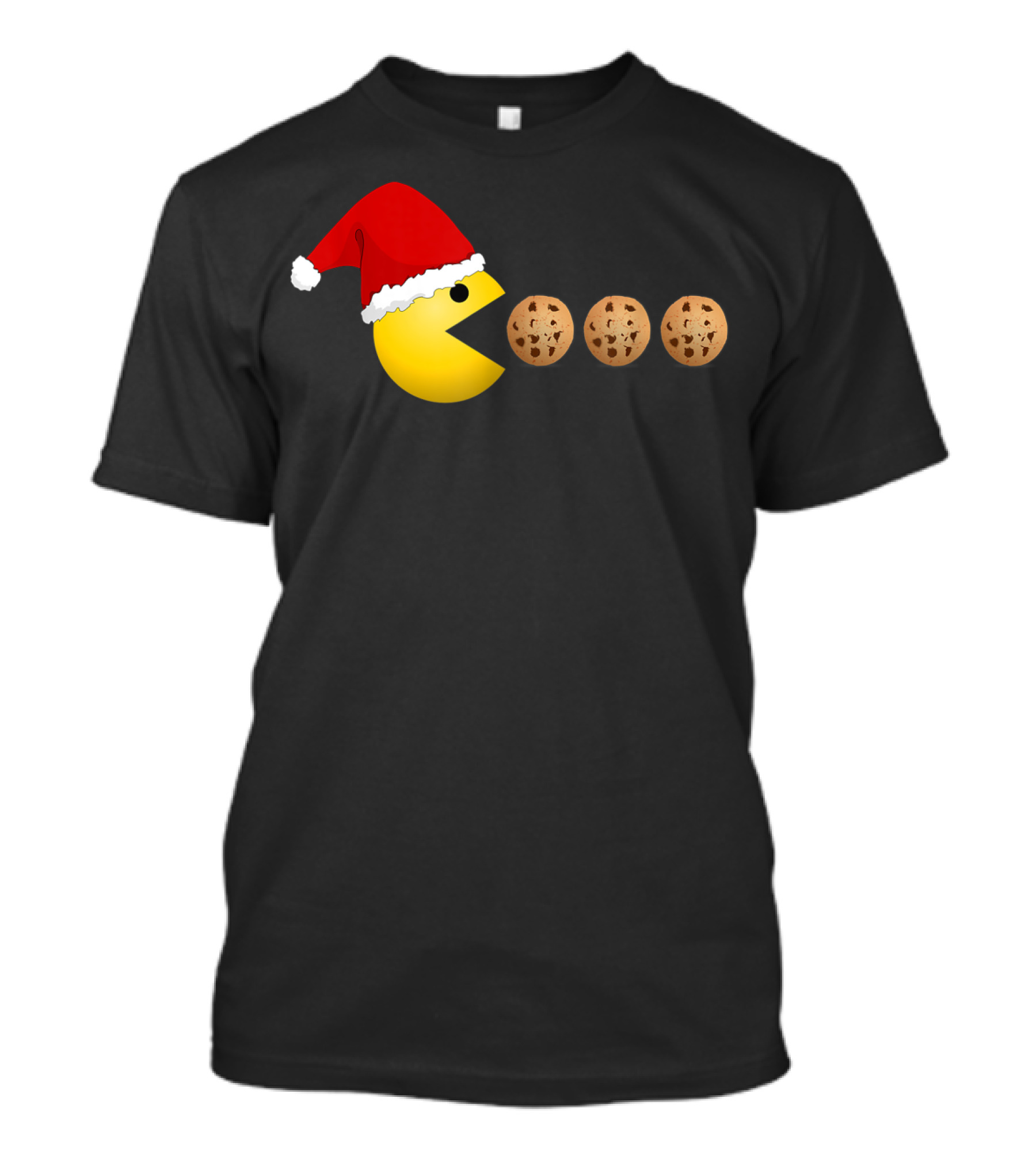 Funny Christmas Santa Pac-Man Cookies Classic Video Game T-Shirt