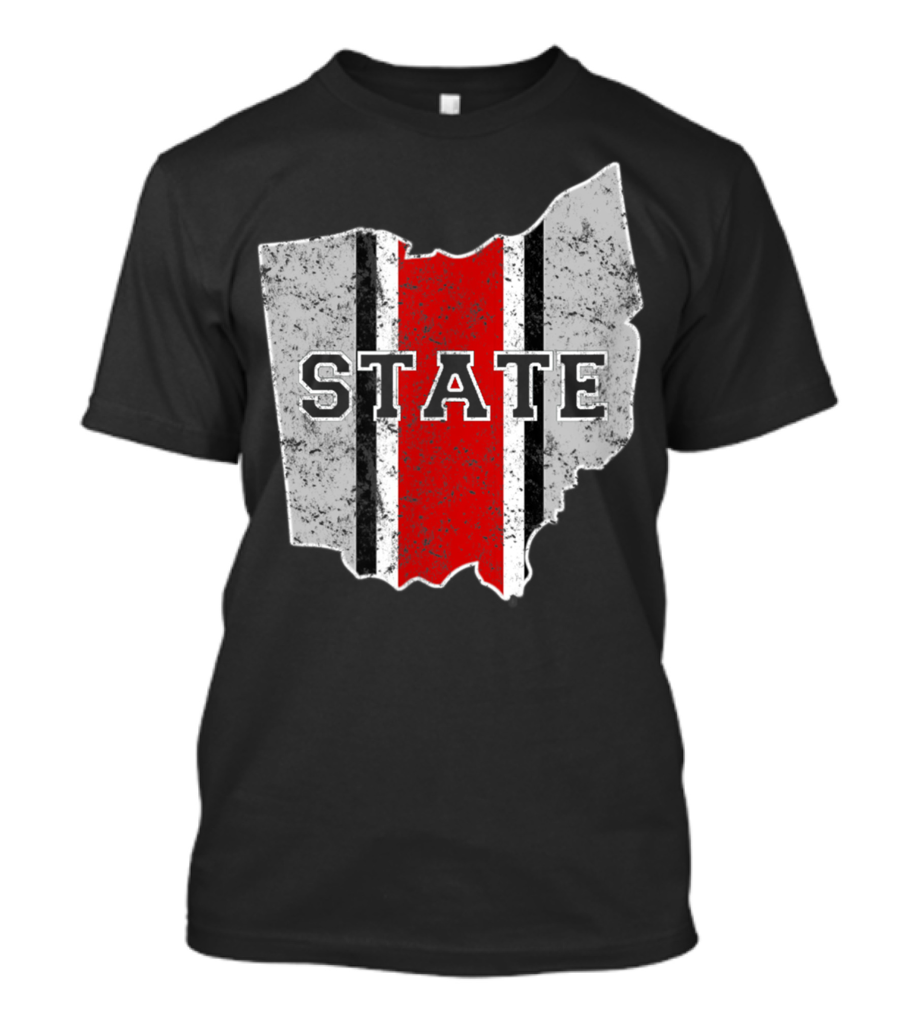 State Outline With Distressed Ohio Stripe T-Shirt