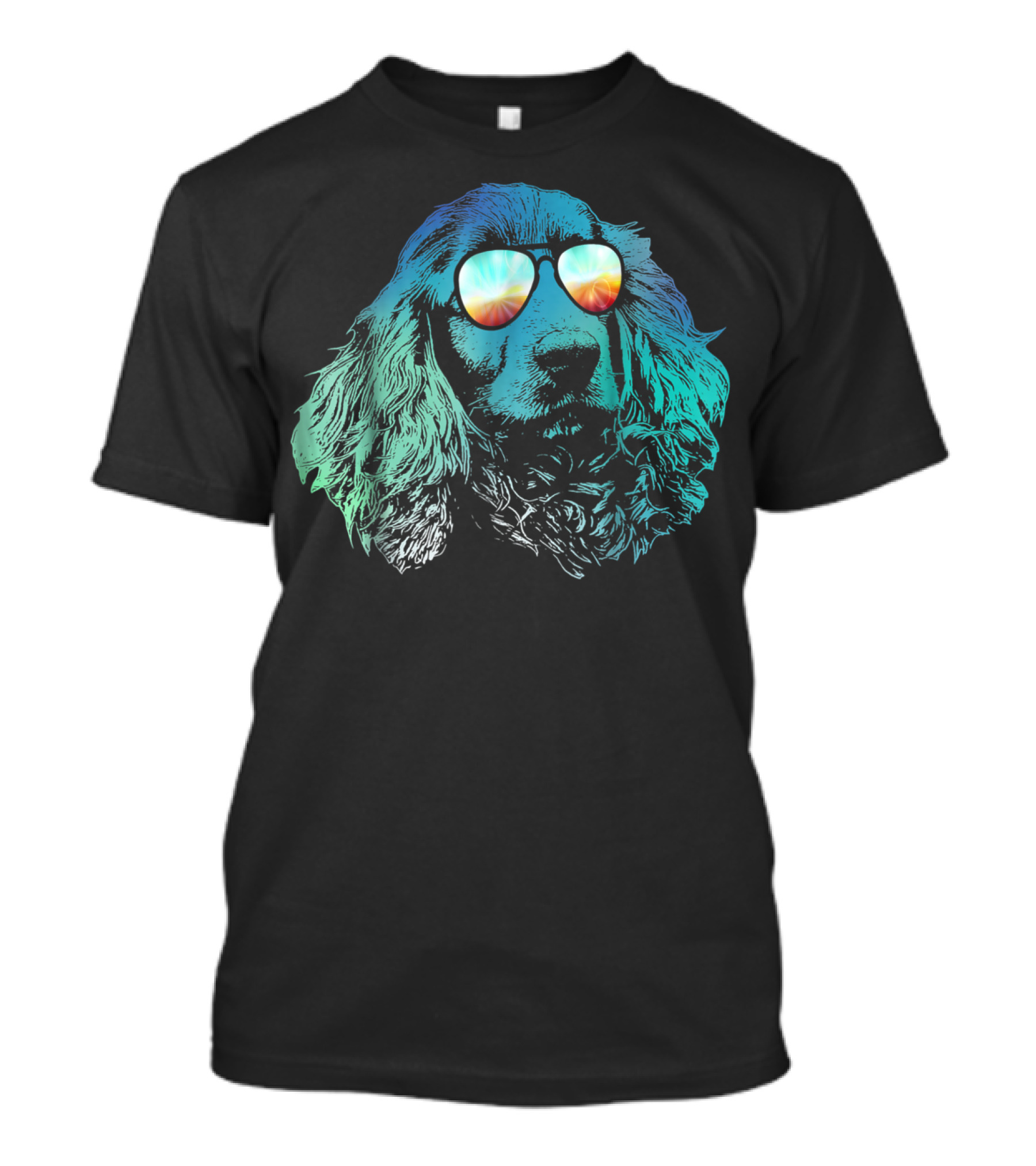 Neon Cocker Spaniel Wearing Vibrant Reflective Sunglasses T-Shirt