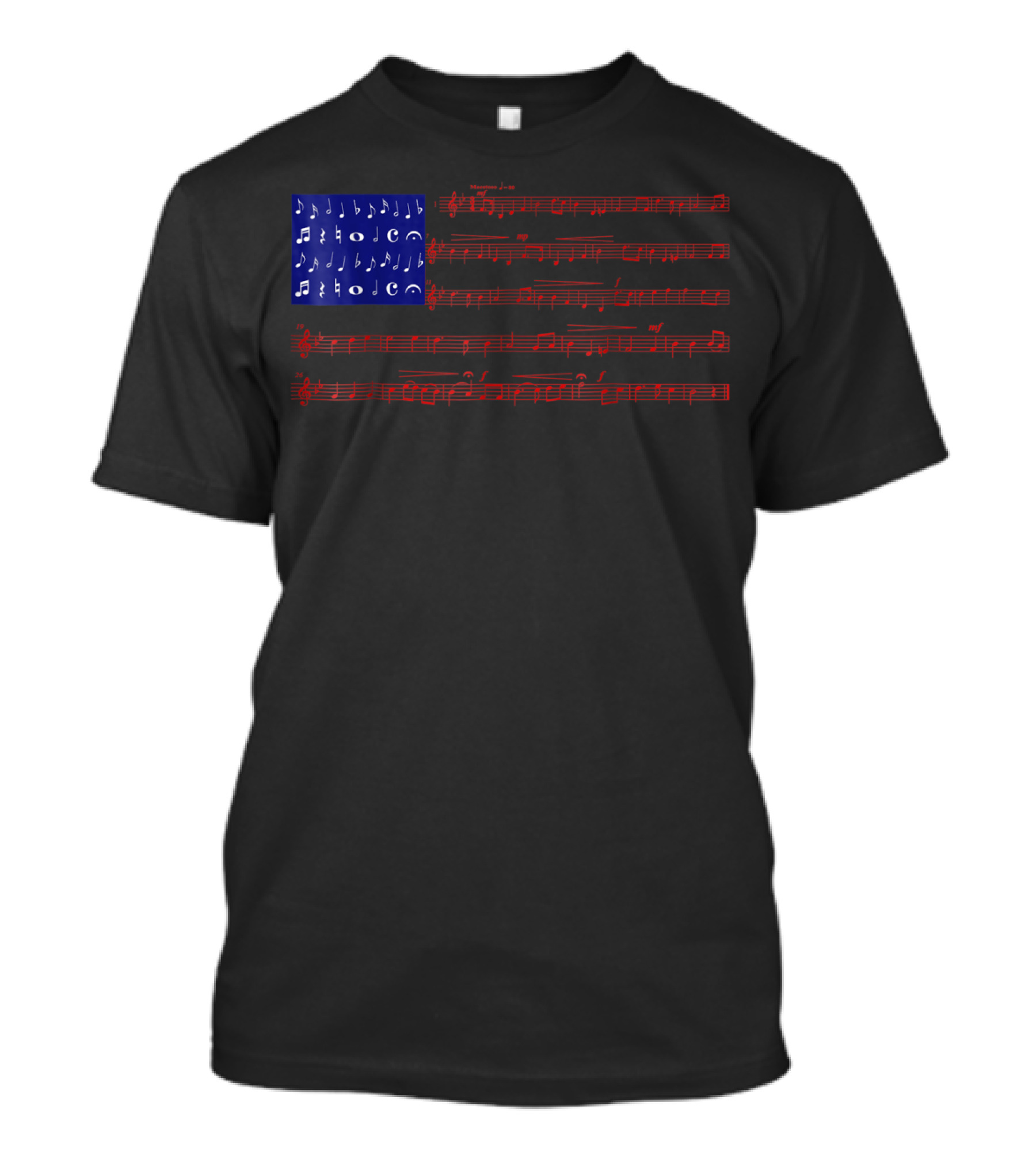 Independence Day American Flag Music Notes Fourth Of July T-Shirt