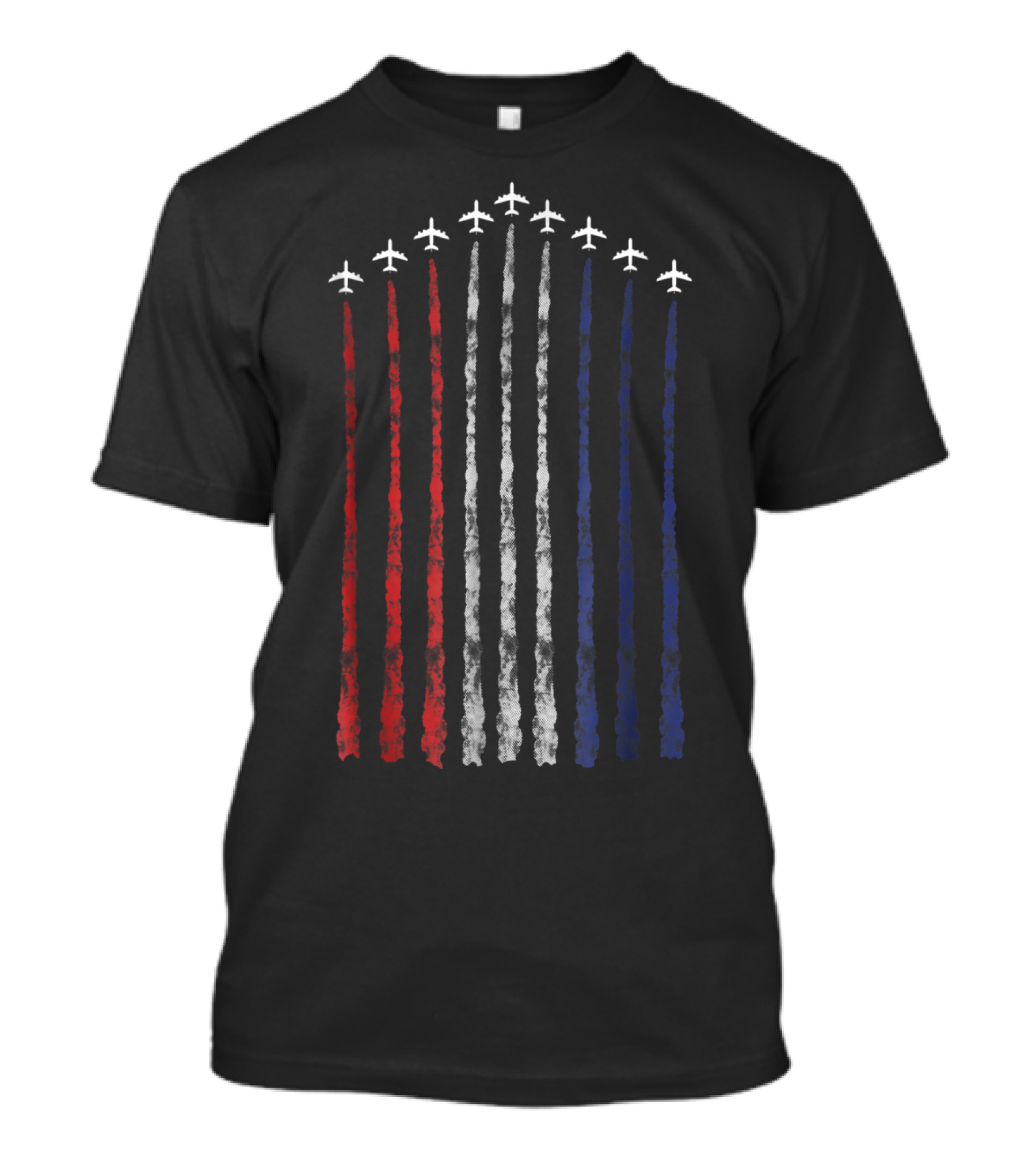American Flag Fighter Jets Contrails USA Red White Blue T-Shirt