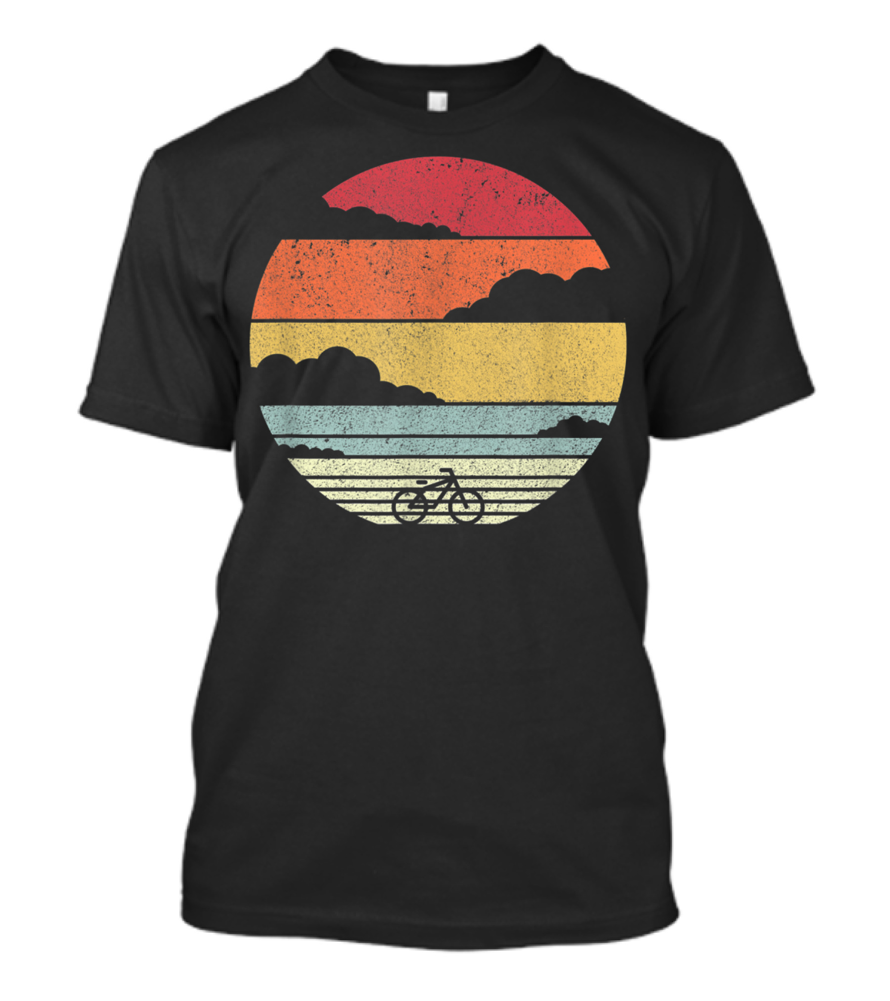 Retro Sunset Bicycle Ride With Stripes T-Shirt