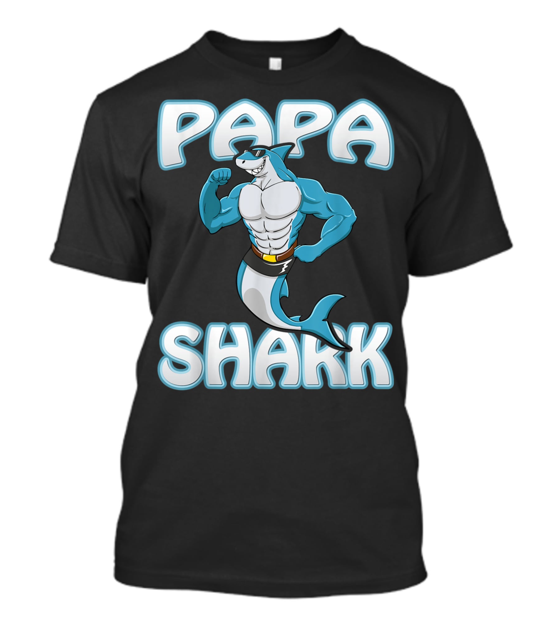 Papa Shark Muscular Gym Dad Father's Day T-Shirt