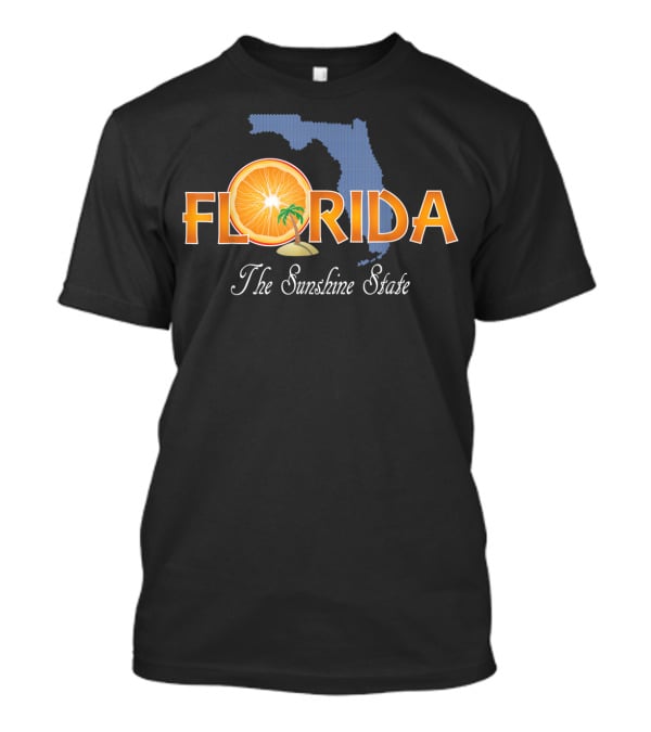 Florida The Sunshine State Orange And Palm Map T-Shirt
