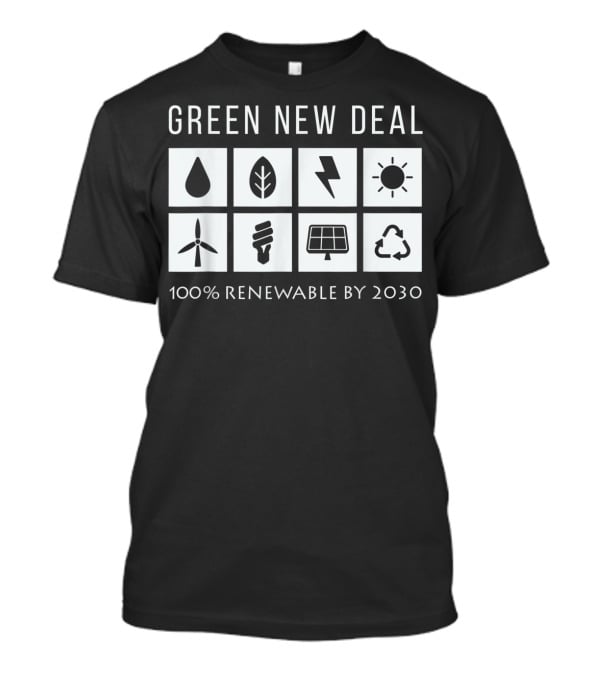 Green New Deal 100% Renewable By 2030 Climate Change Activism Icons T-Shirt