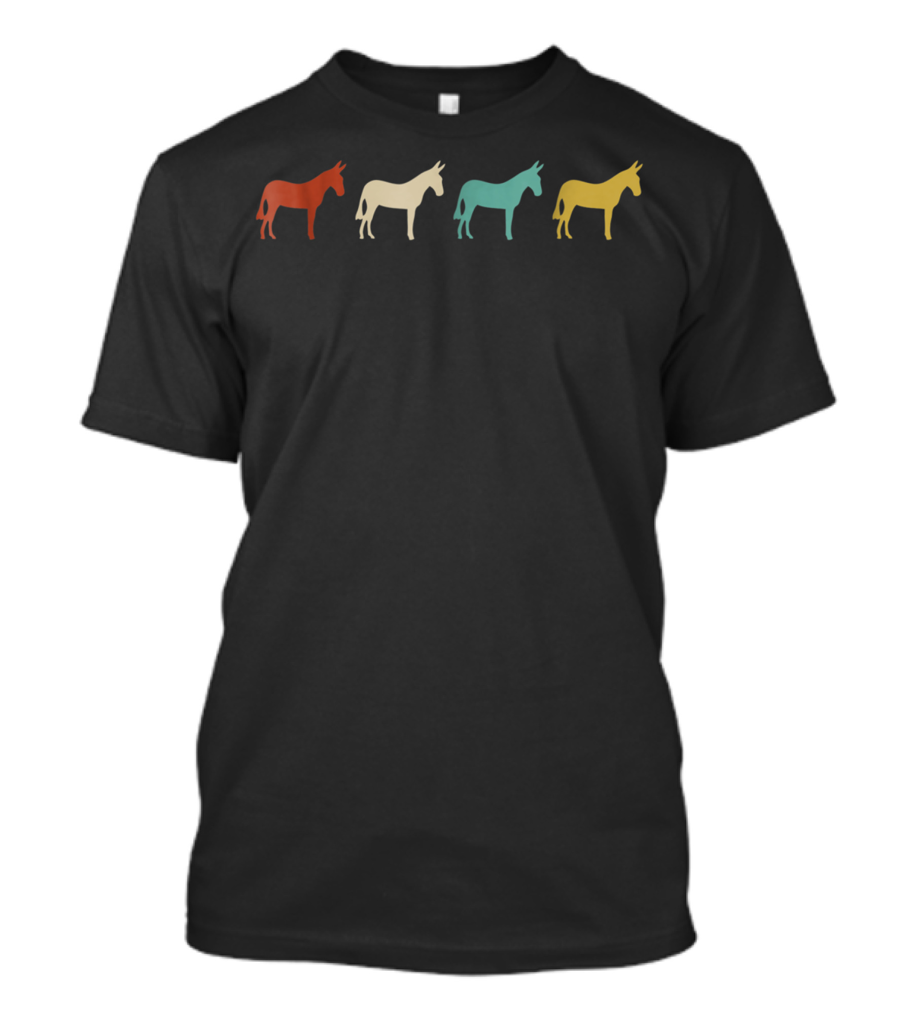 Vintage Donkey Mule Animal Silhouette Colorful Quartet T-Shirt