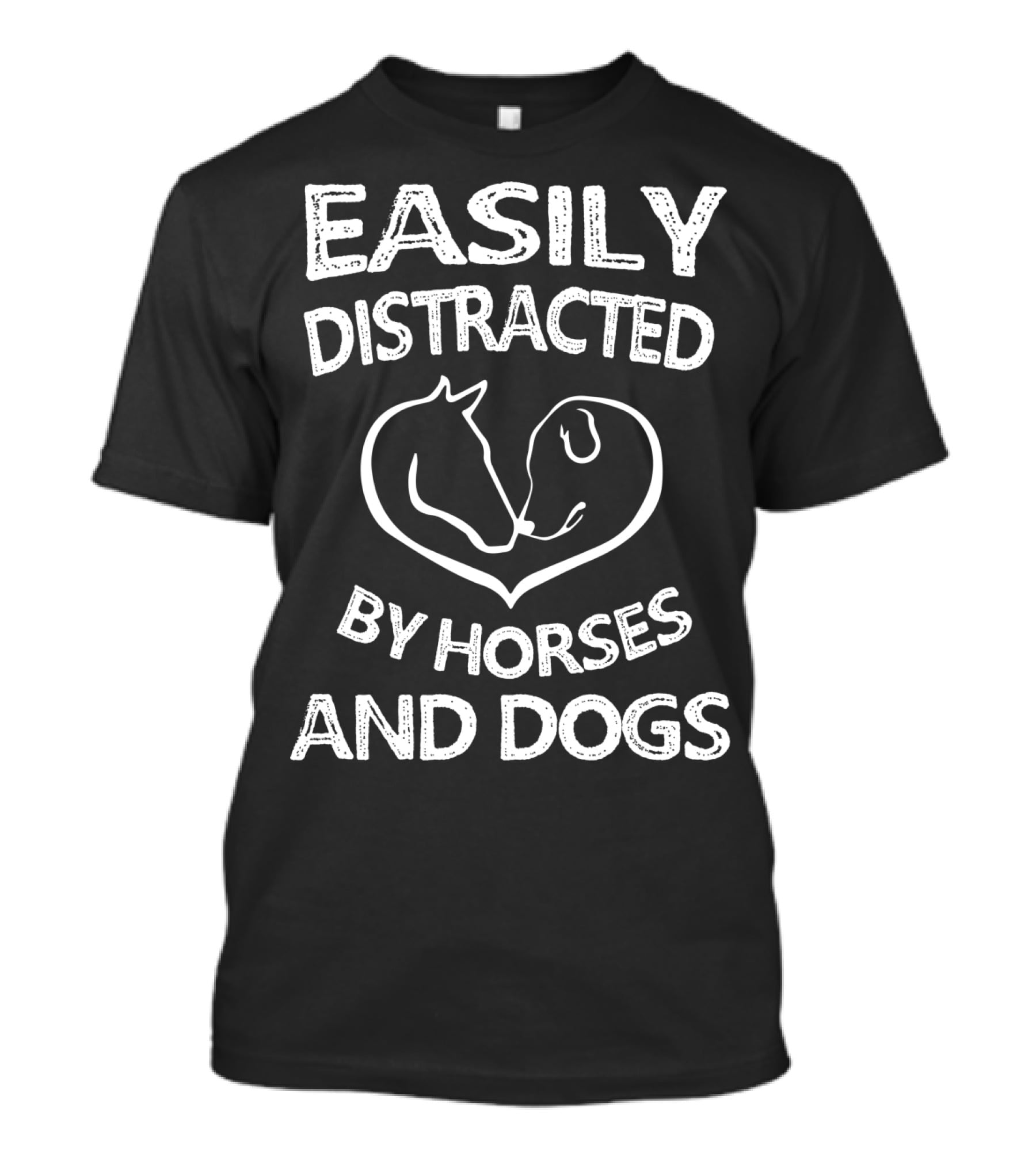 Easily Distracted By Horses And Dogs Heart T-Shirt