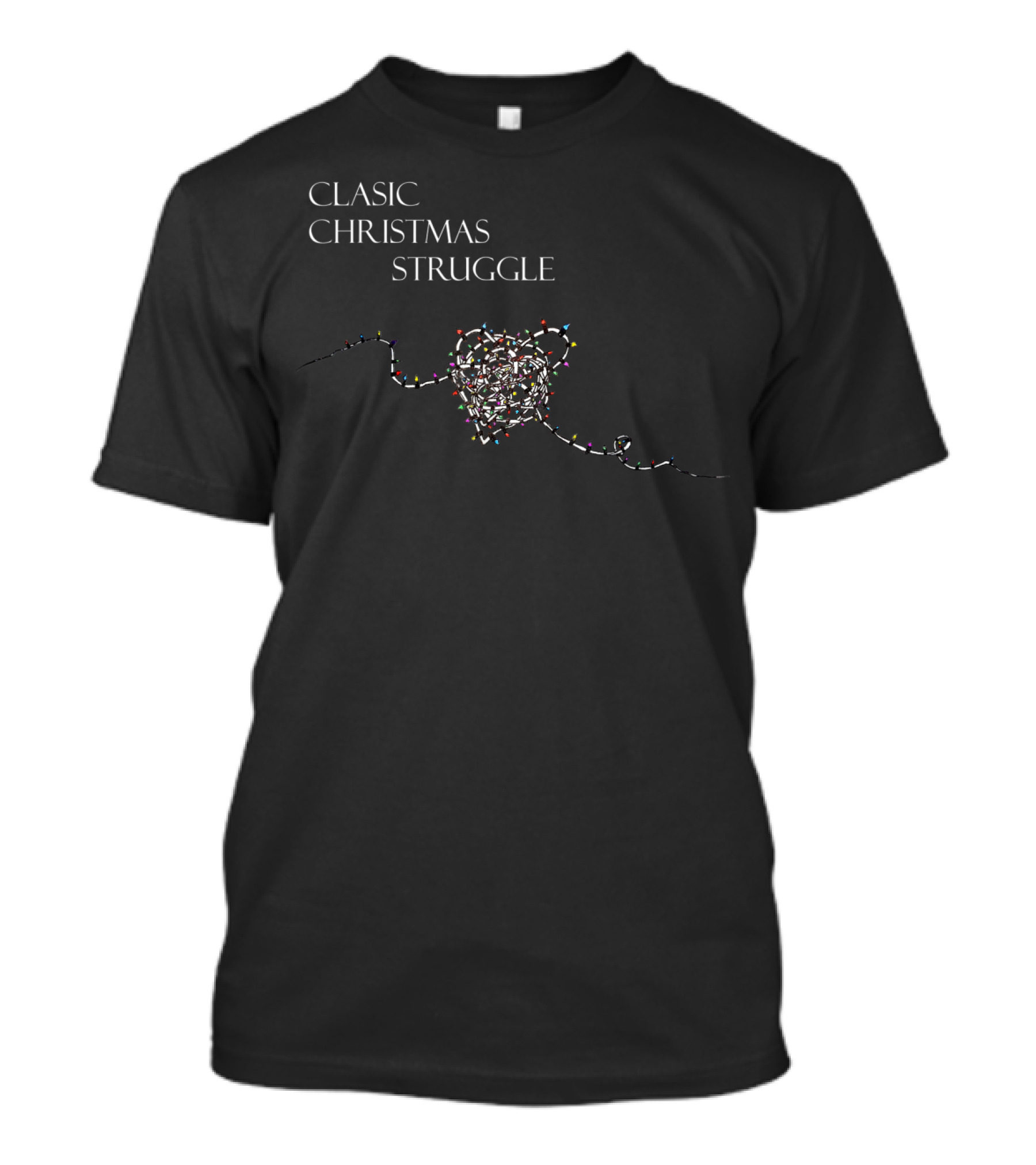 Clasic Christmas Struggle Tangled Lights T-Shirt