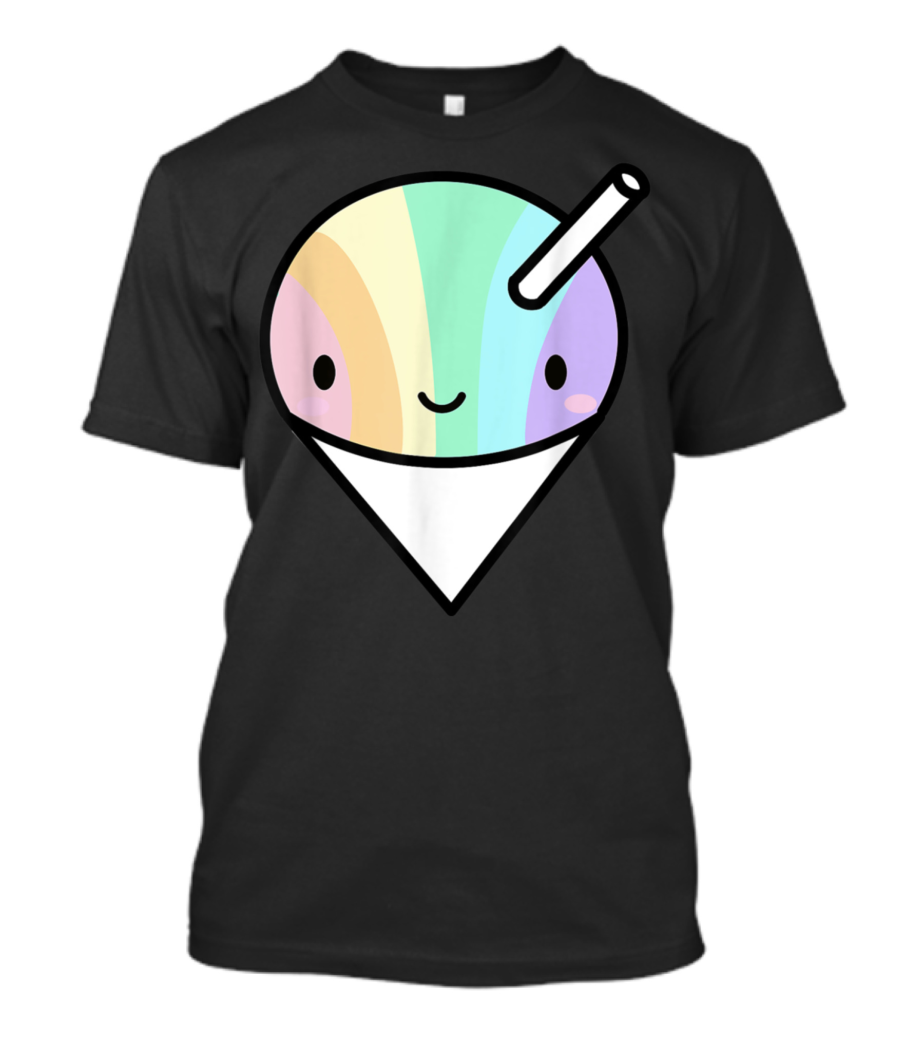 Kawaii Rainbow Shaved Ice Hawaiian Shave Ice Cute Smile Cone T-Shirt