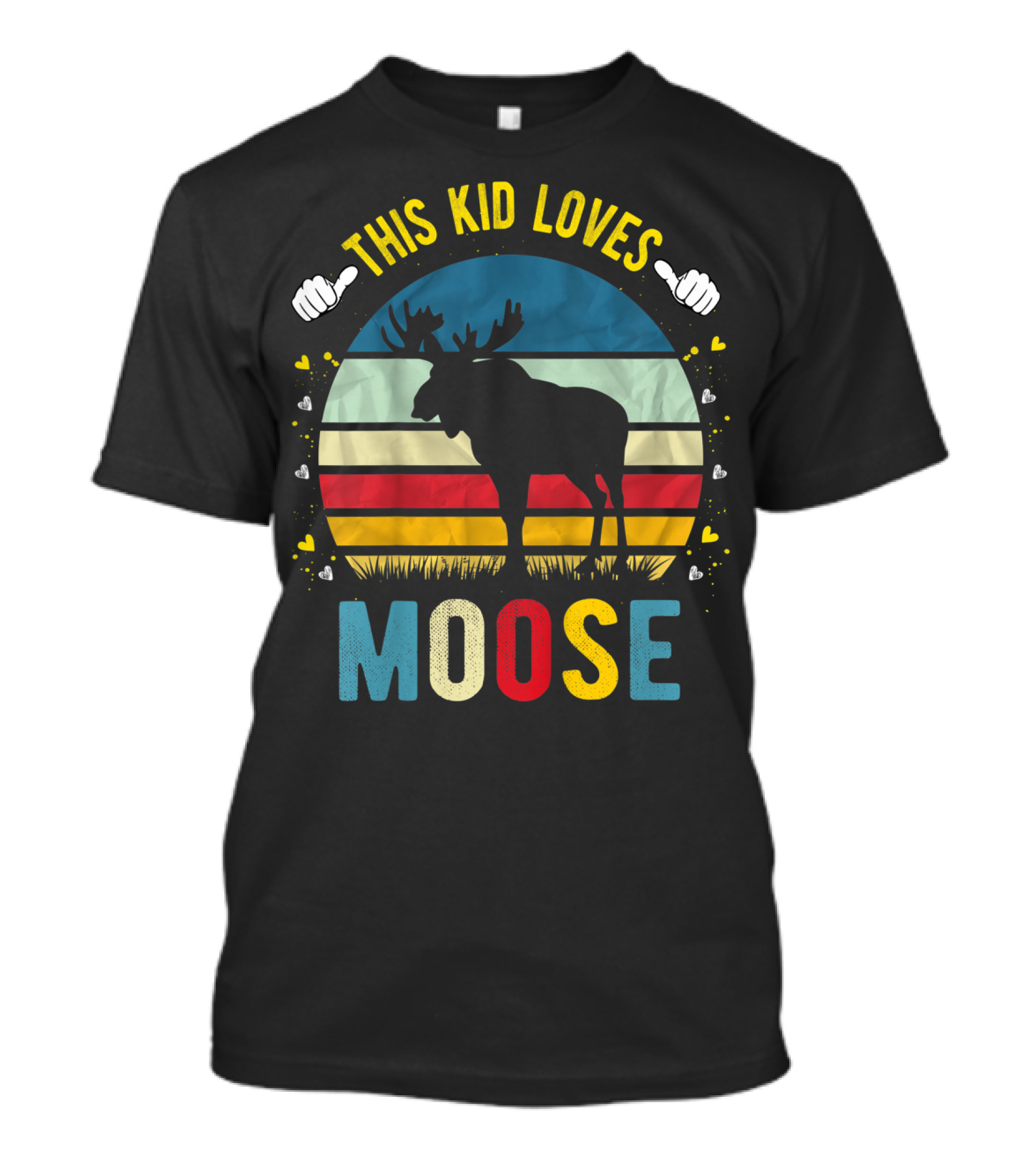 This Kid Loves Moose Retro Silhouette Boys And Girls Moose T-Shirt