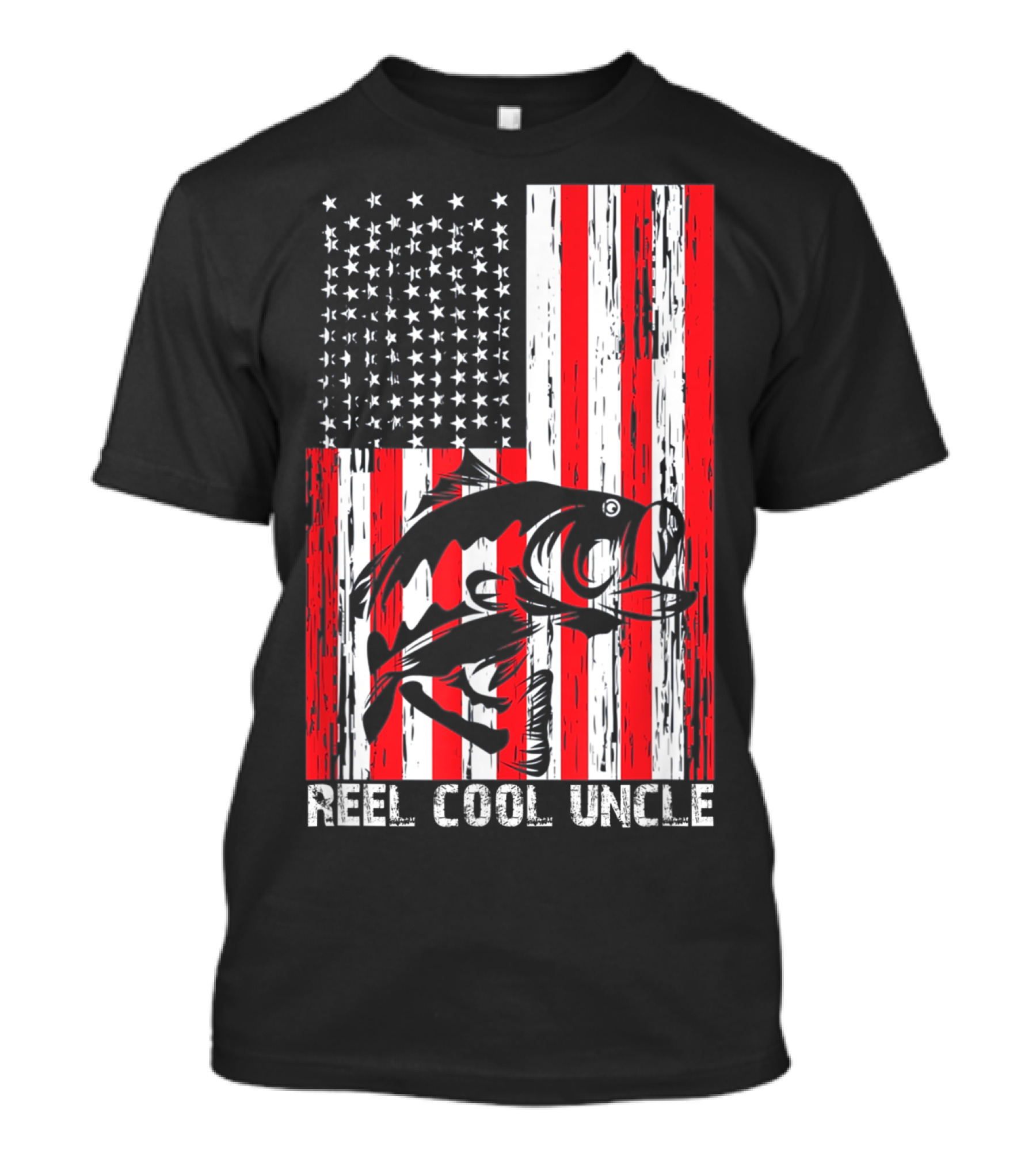Reel Cool Uncle Vintage Fisherman American Flag T-Shirt