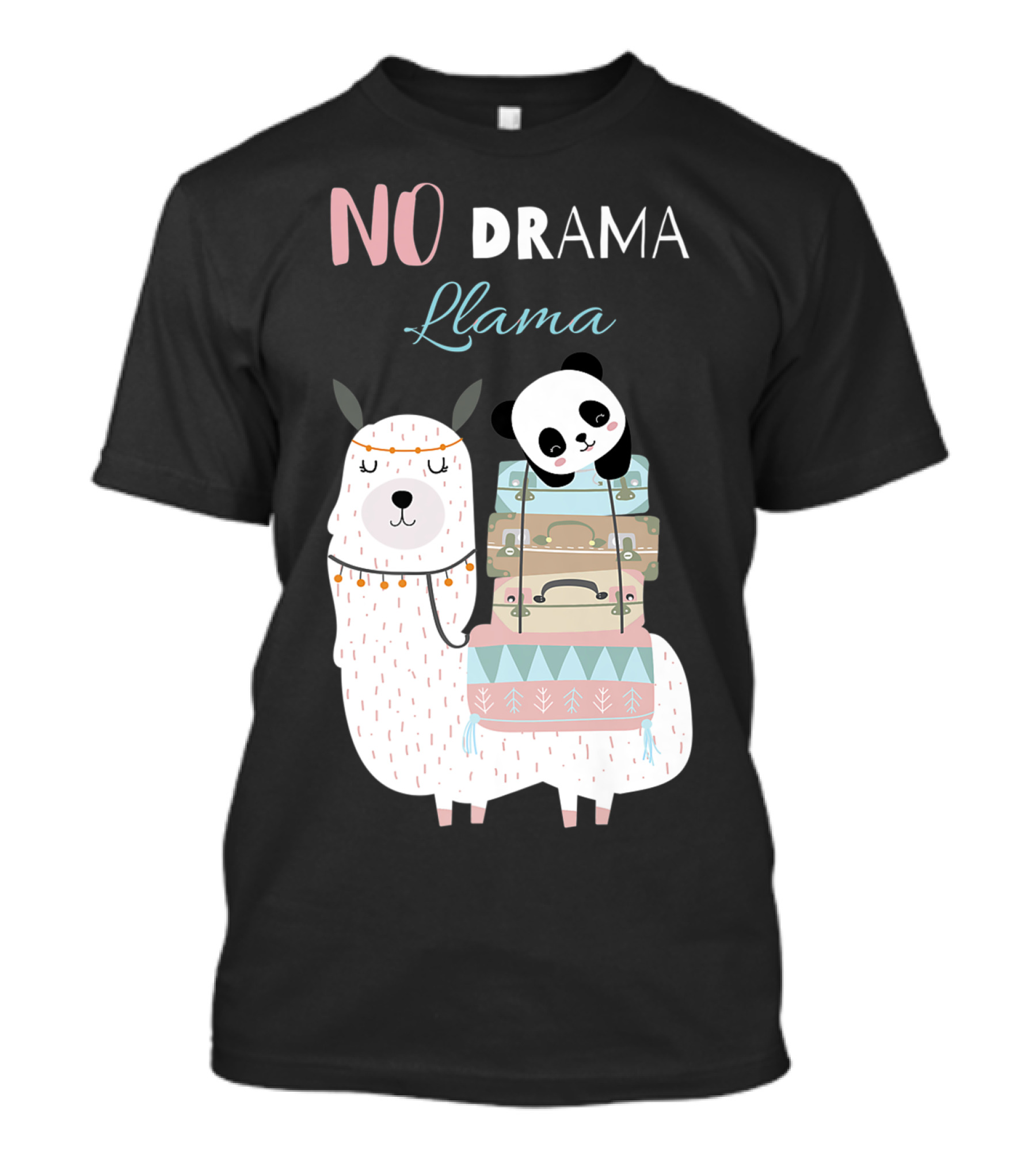No Drama Llama Cute Panda On Llama With Suitcases T-Shirt